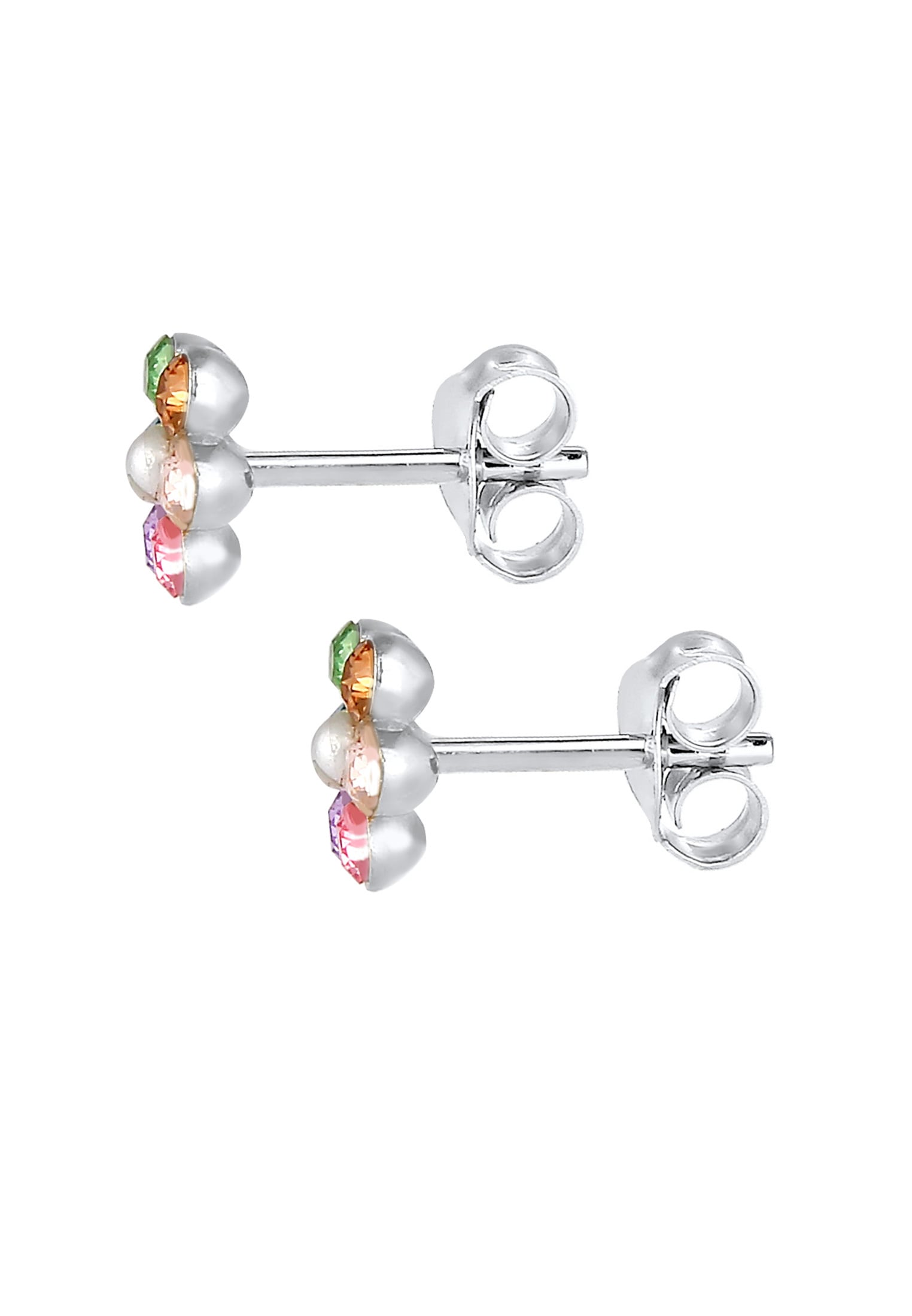 Elli Paar Ohrstecker »Ohrringe Kinder Blume Synthetische Perle Regenbogen Kristall 925 Silber«