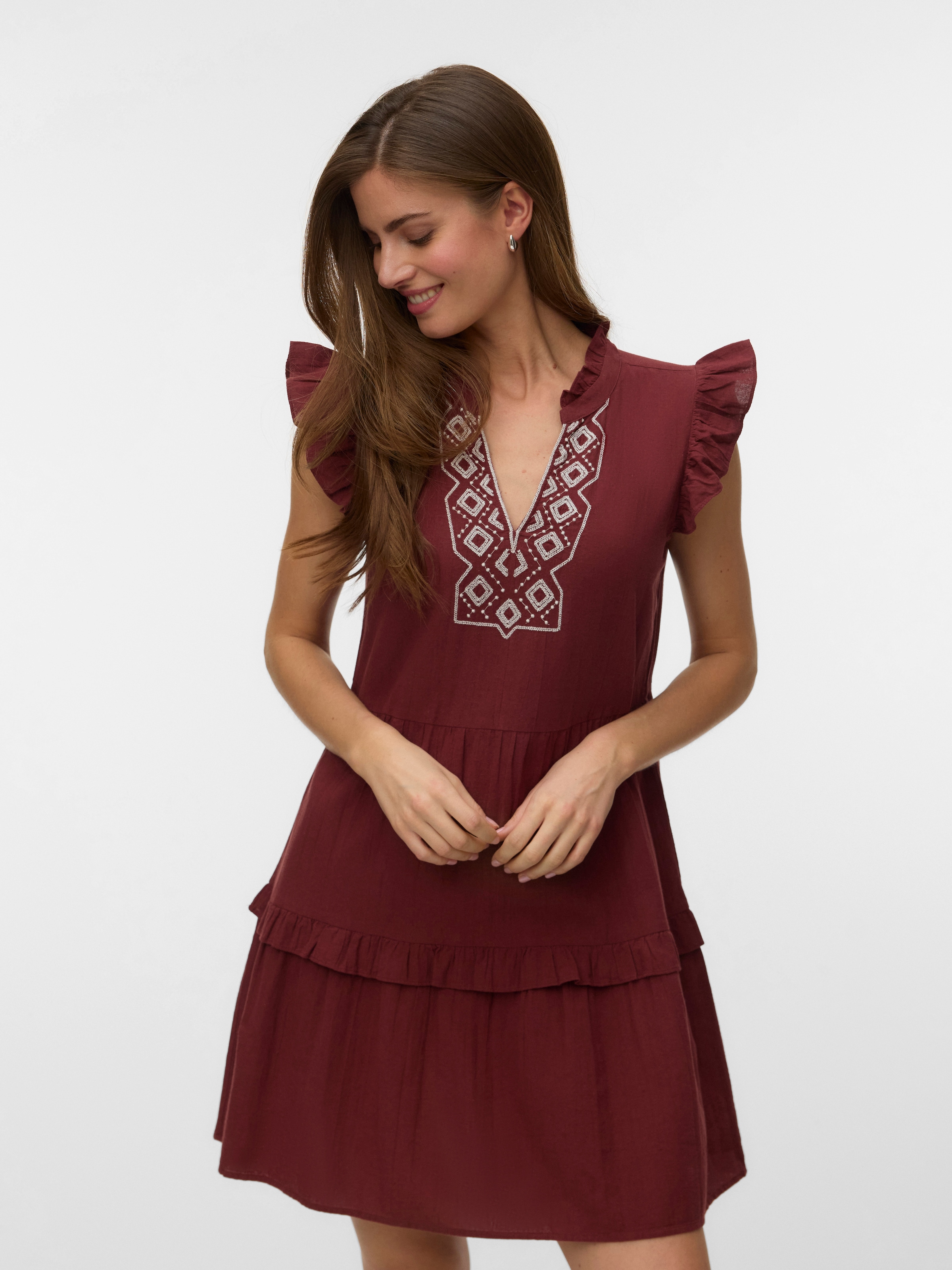 Vero Moda Tunikakleid »VMDICTHE EMB SHORT DRESS WVN GA« Baumwolle, regular fit