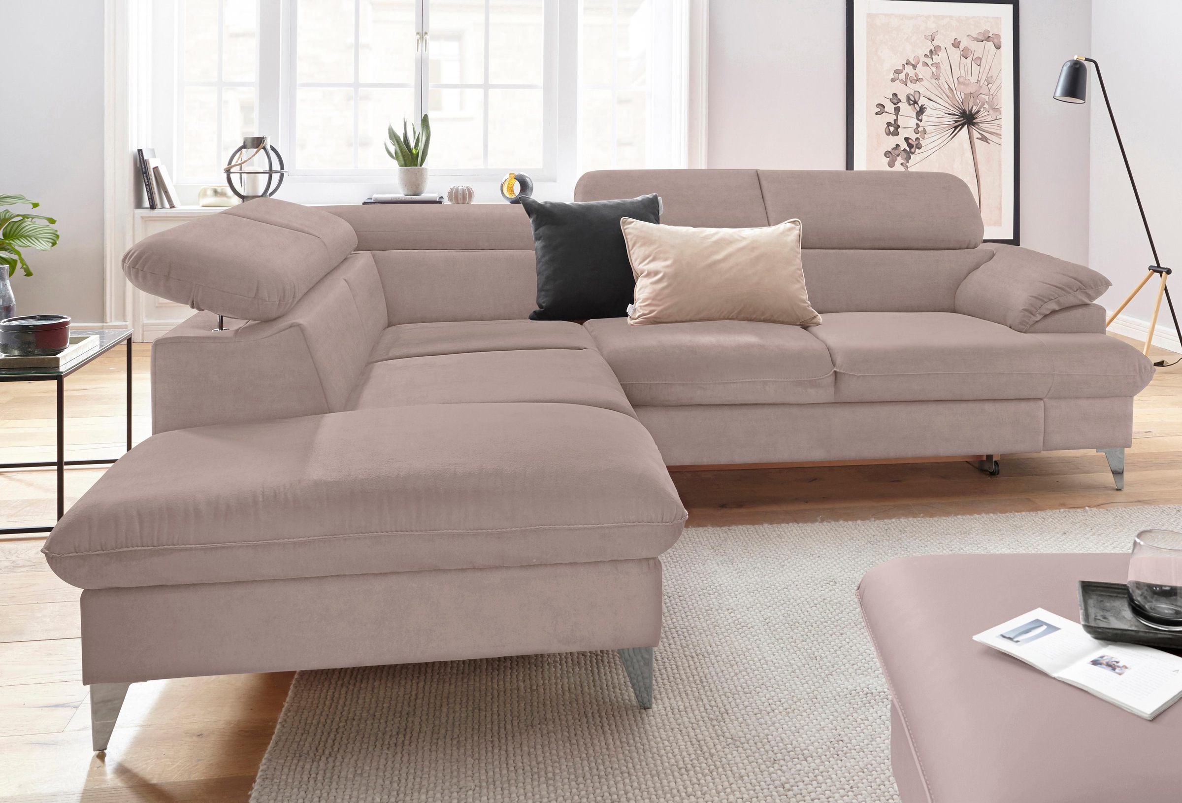 COTTA Ecksofa »Caluso L-Form«, inklusive Kopfteilverstellung, wahlweise mit Bettfunktion