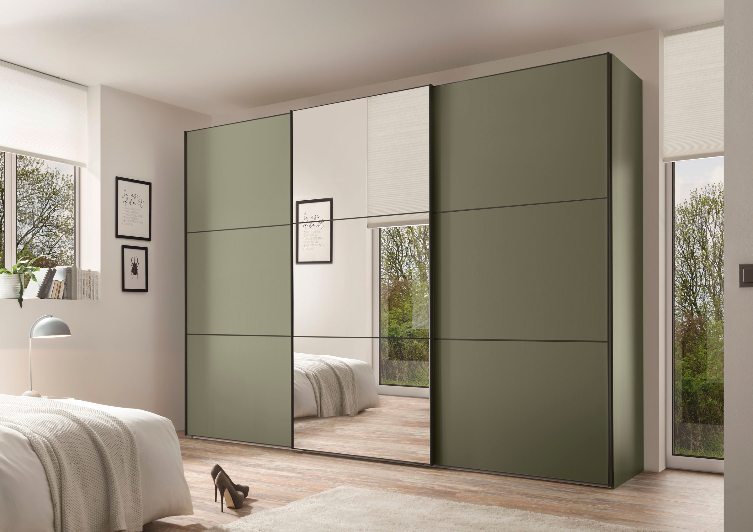 STAUD Schwebetürenschrank »Includo, Made in Germany« Mit Spiegeltüre und vier verschiedenen Ausstattungsvarianten