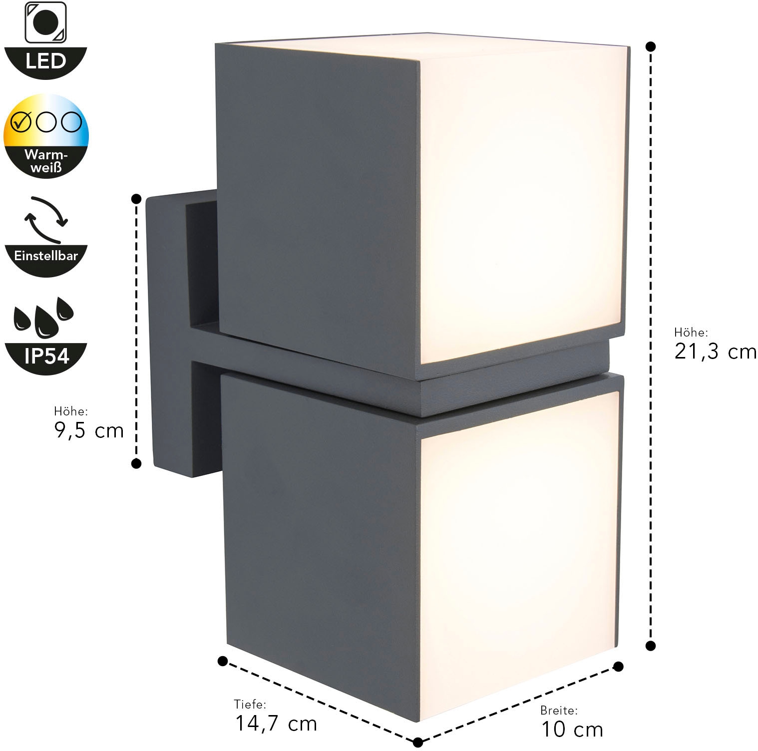 LUTEC LED Außen-Wandleuchte »CUBA«, Leuchtmittel LED-Modul | LED fest integriert, drehbar