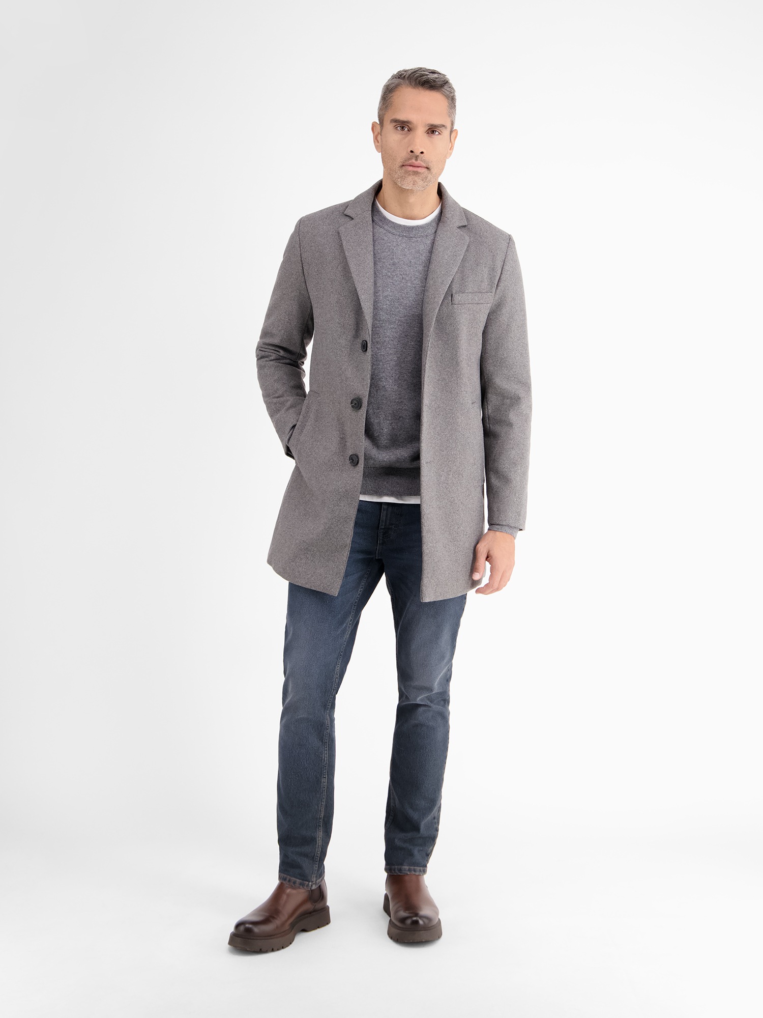 LERROS Langjacke »LERROS Eleganter Mantel mit Reverskragen und Wollanteil«, ohne Kapuze, Keine Angabe