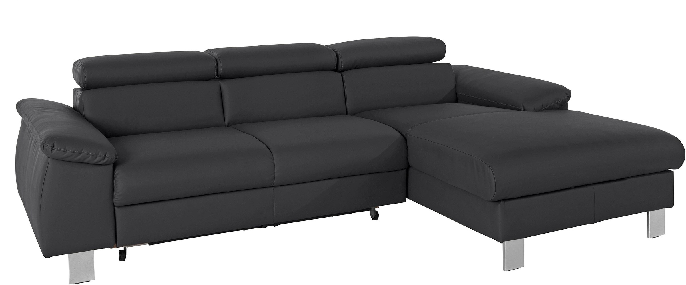 COTTA Polstergarnitur »Komaris L-Form, B: 242 bzw. 100 cm (Set: Ecksofa & Hocker)«, (Set), mit Kopfteilverstellung, optional Bettfunktion, Bettkasten & Licht