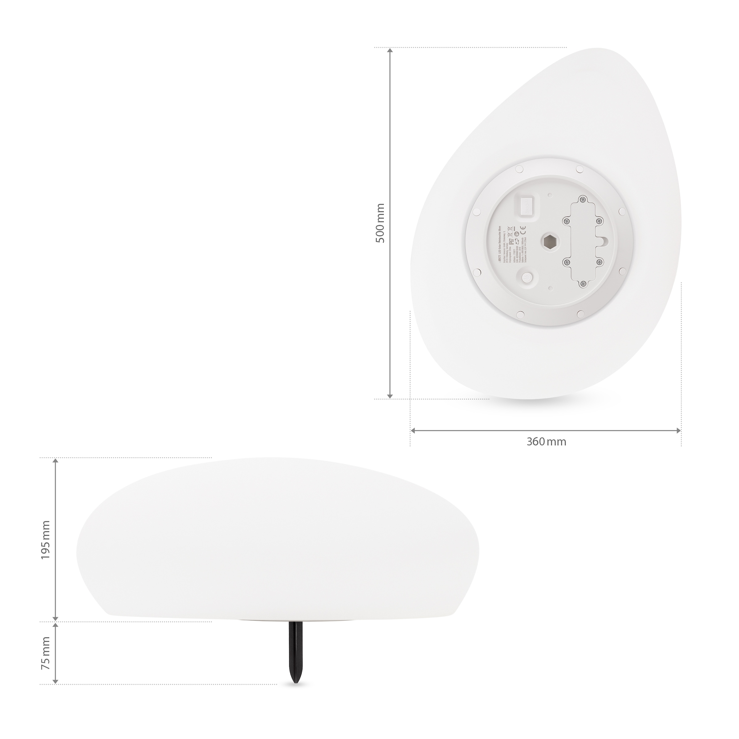 my home LED Solarleuchte »Elowyn, LED-Solar Steinleuchte 50 cm« LED-Modul 1 Stk. RGB | Warmweiß mit Erdspieß
