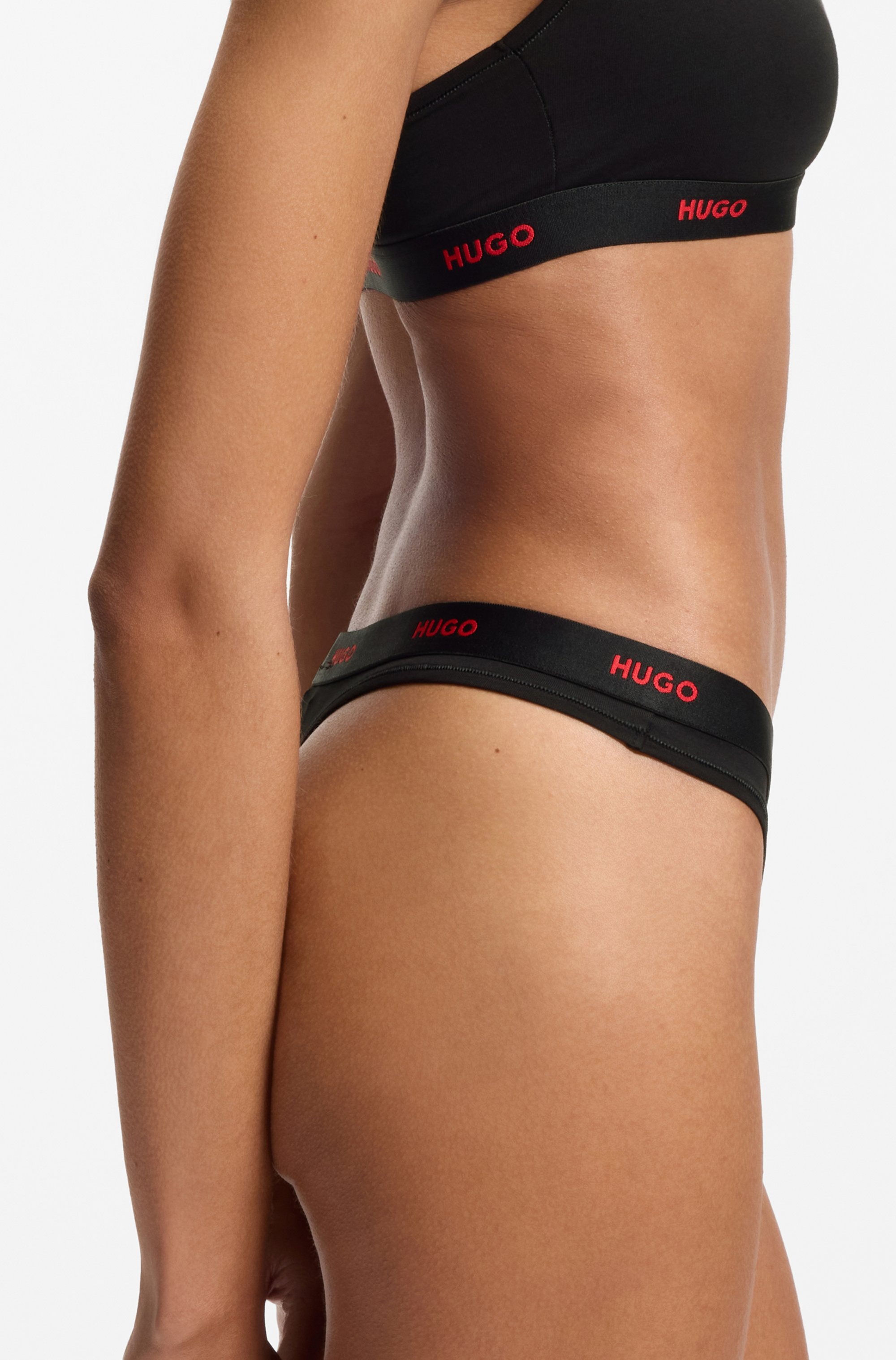 HUGO Underwear String »ID« aus Stretch-Baumwolle mit Logos am Bund