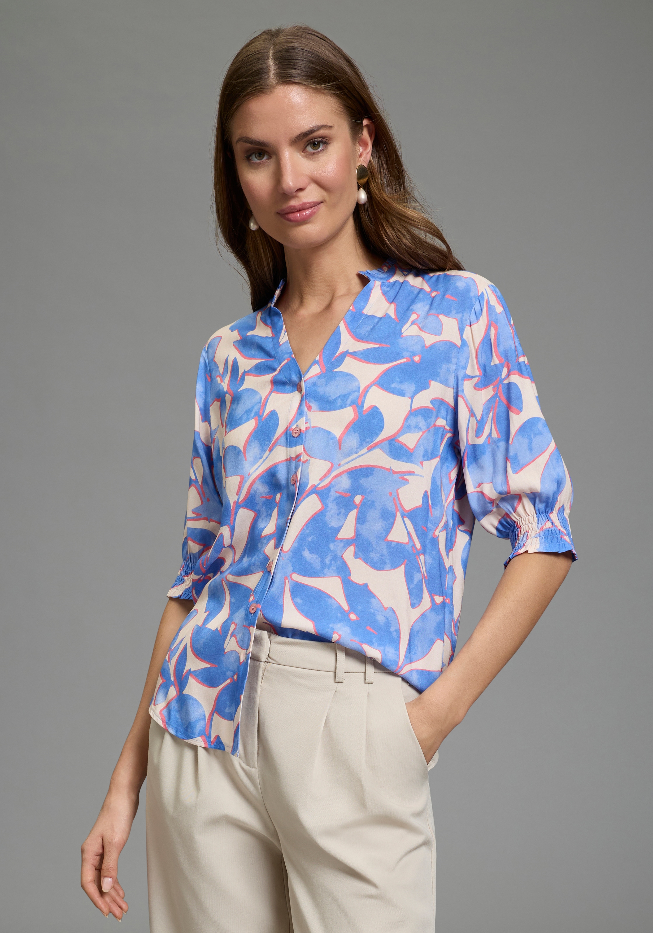 Laura Scott Druckbluse bedruckte Bluse, femininer Stil, leichtes Webmaterial, aus Viskose