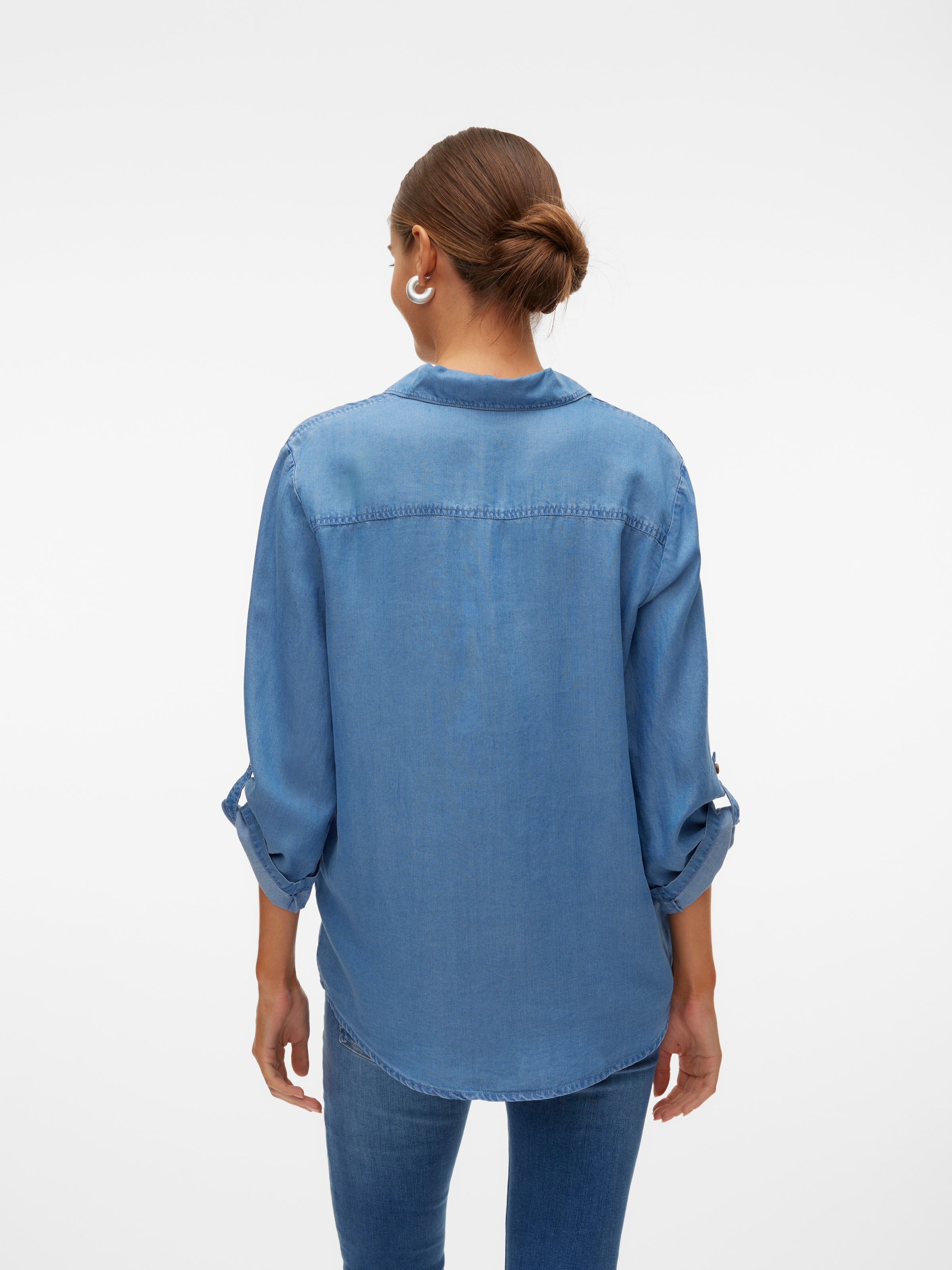 Vero Moda Hemdbluse »VMBREE 7/8 SLEEVE LOOSE TENCEL SHIRT GA«, im Denim-Look und mit Riegel am Arm
