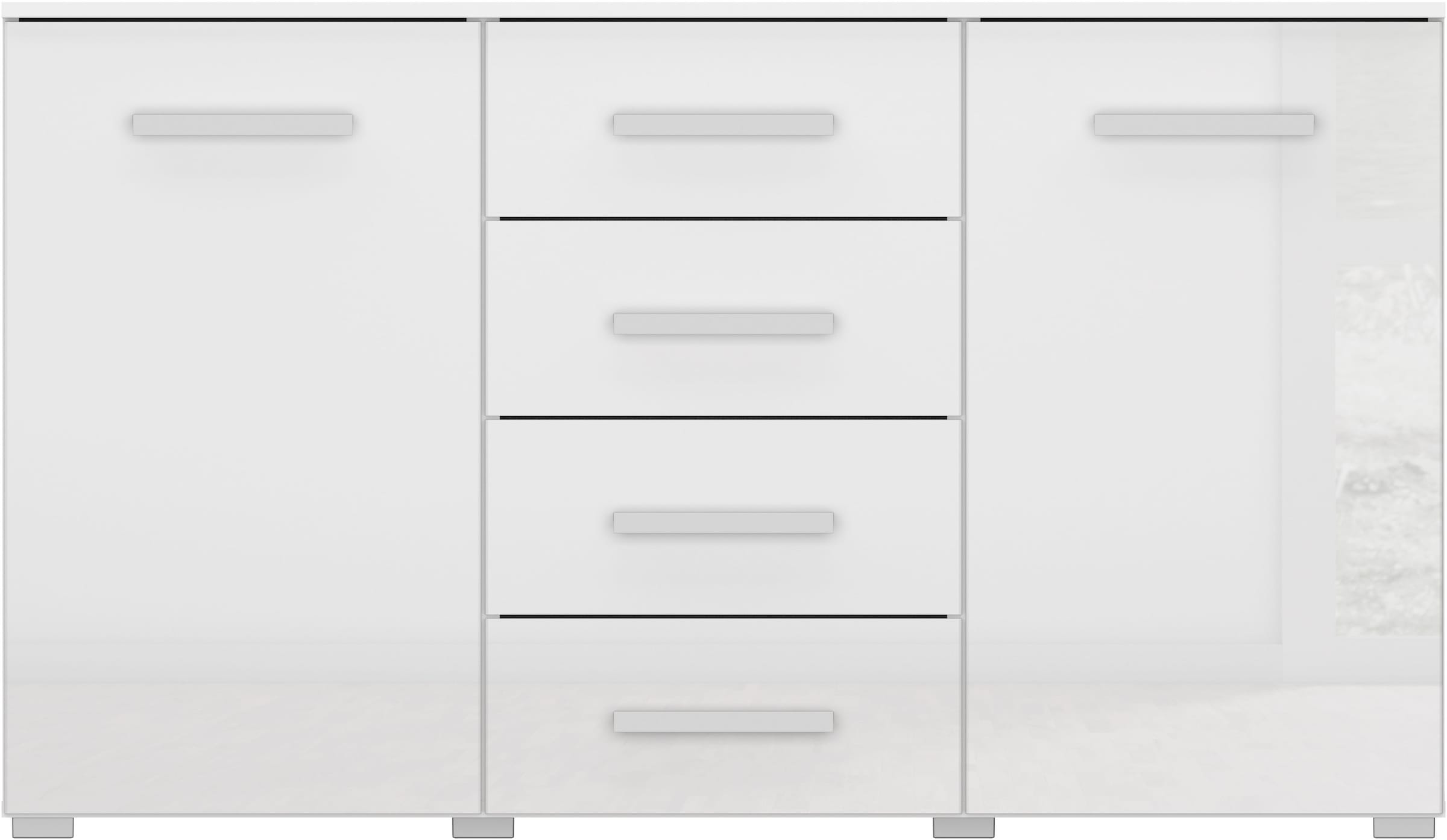 rauch Schubkastenkommode »Sideboard Kommode Kombikommode KOLUNA mit Hochglanzfront«, (Breite 120 cm), vier große Schubladen, mit insgesamt 4 Einlegeböden MADE IN GERMANY