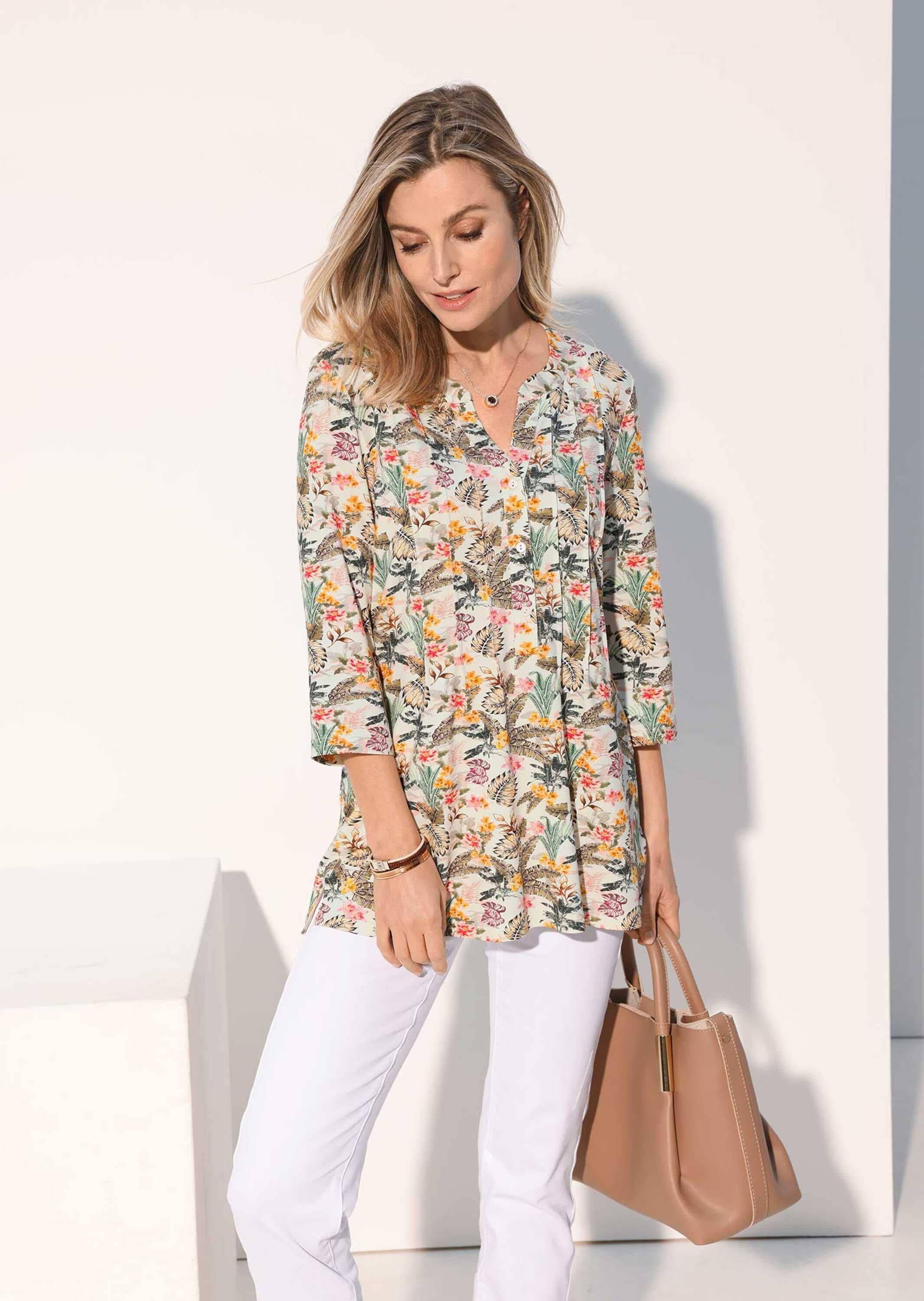 GOLDNER Print-Shirt »Kurzgröße Figurschmeichelndes Drucktunika-Shirt« Ohne