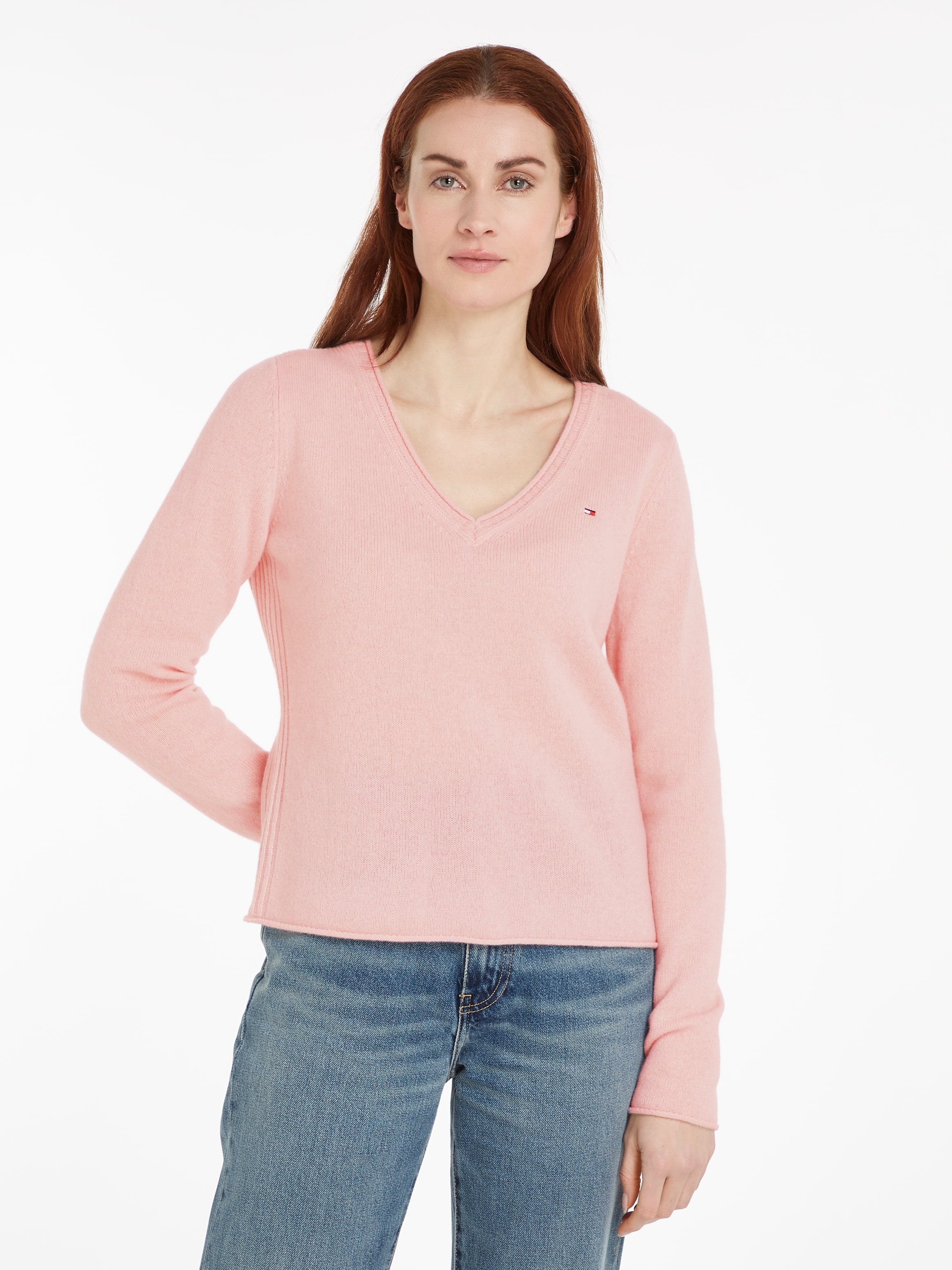 Tommy Hilfiger Strickpullover »SOFT WOOL V-NK SWEATER«, mit V-Ausschnitt aus 100% Wolle