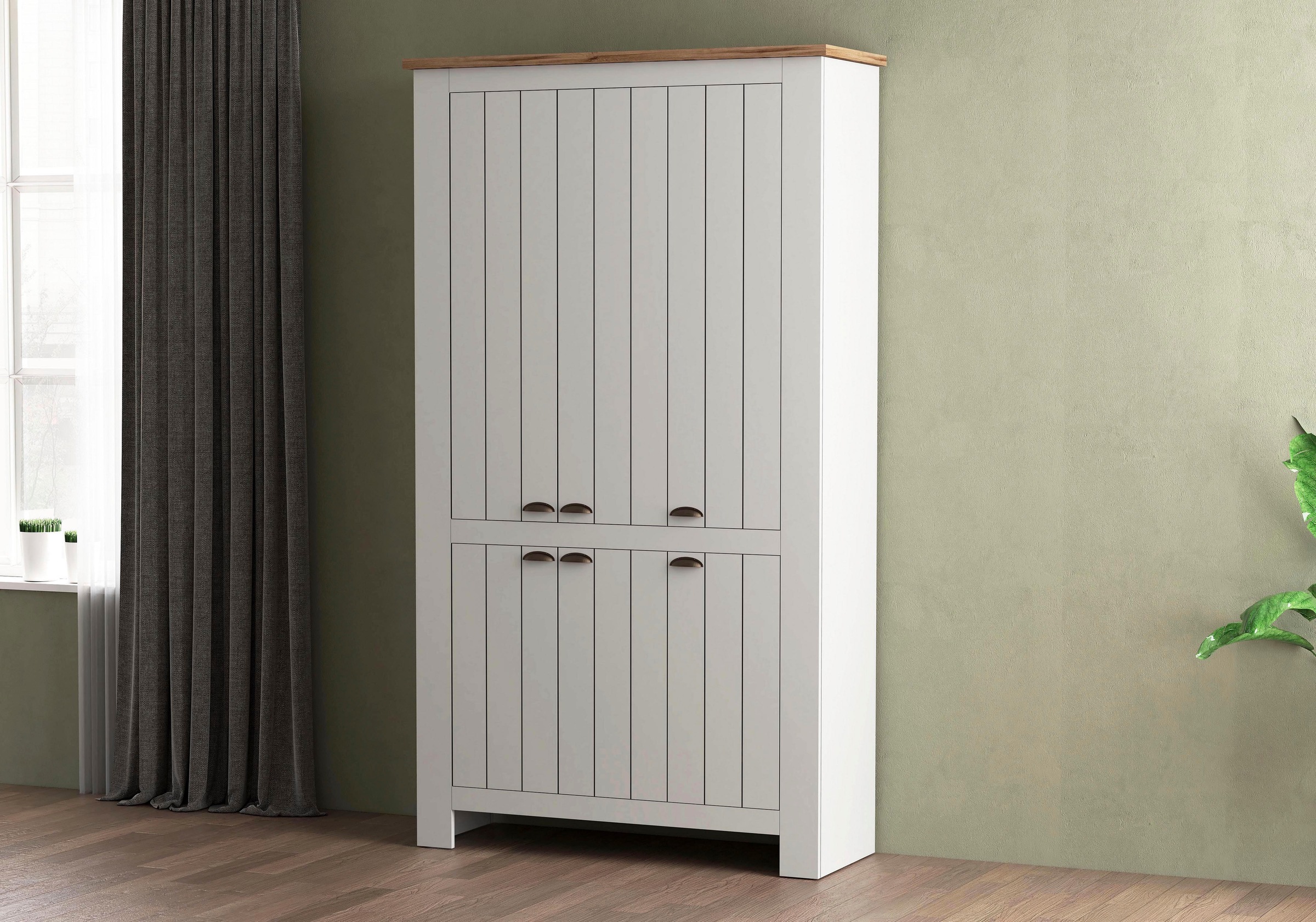 INOSIGN Schuhschrank »FIGO, Made in Italy – Schuhkommode,Schuhregal für ca. 60 Paar Schuhe«, (1 St.), 6-Türig, Siebdruck-dekorative Fräsungen, 20 Fächer, Höhe: 60 cm