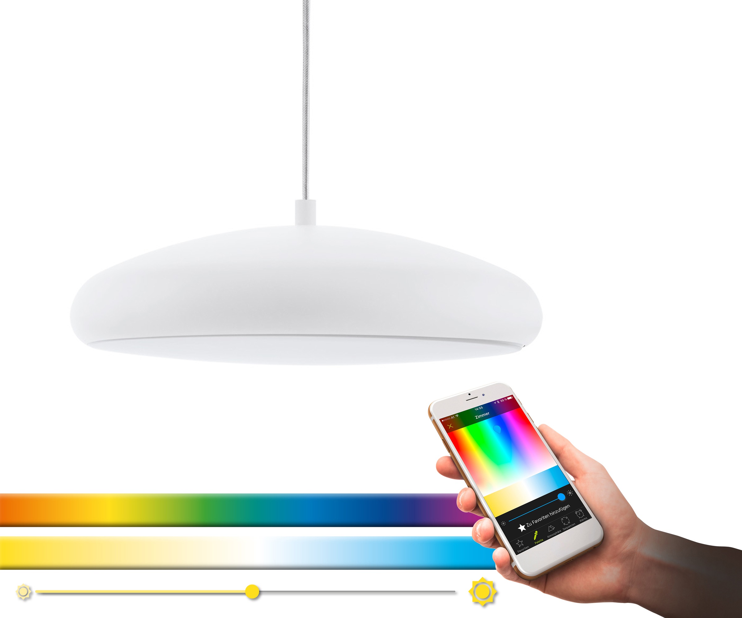 EGLO Pendelleuchte »RIODEVA-C«, LED-Board, Warmweiß-Tageslichtweiß-Neutralweiß-Kaltweiß, Hängeleuchte, EGLO CONNECT, Steuerung über APP + Fernbedienung, BLE, CCT, RGB, Smart Home, Farbwechsel