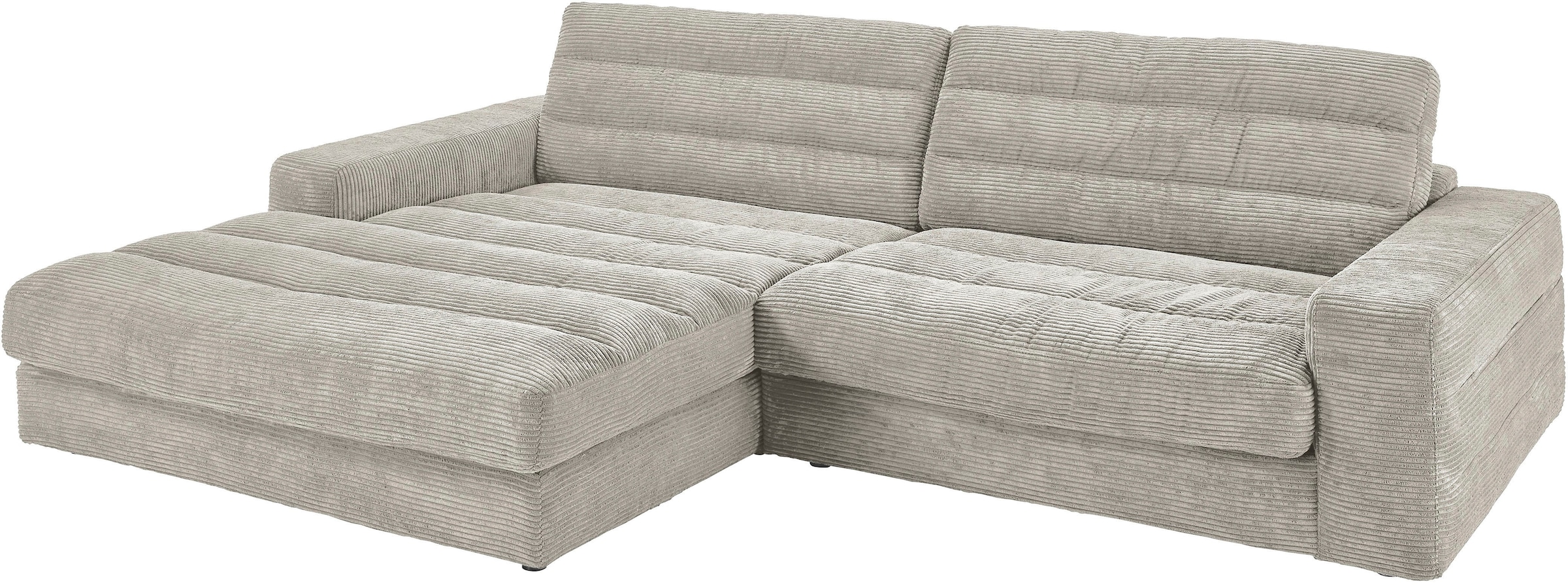 3C Candy Ecksofa »Stripes Mega-Sofa, bequem und komfortabel, L-Form«, Lose Rückenkissen, mit feiner Quersteppung, Cord-Bezug