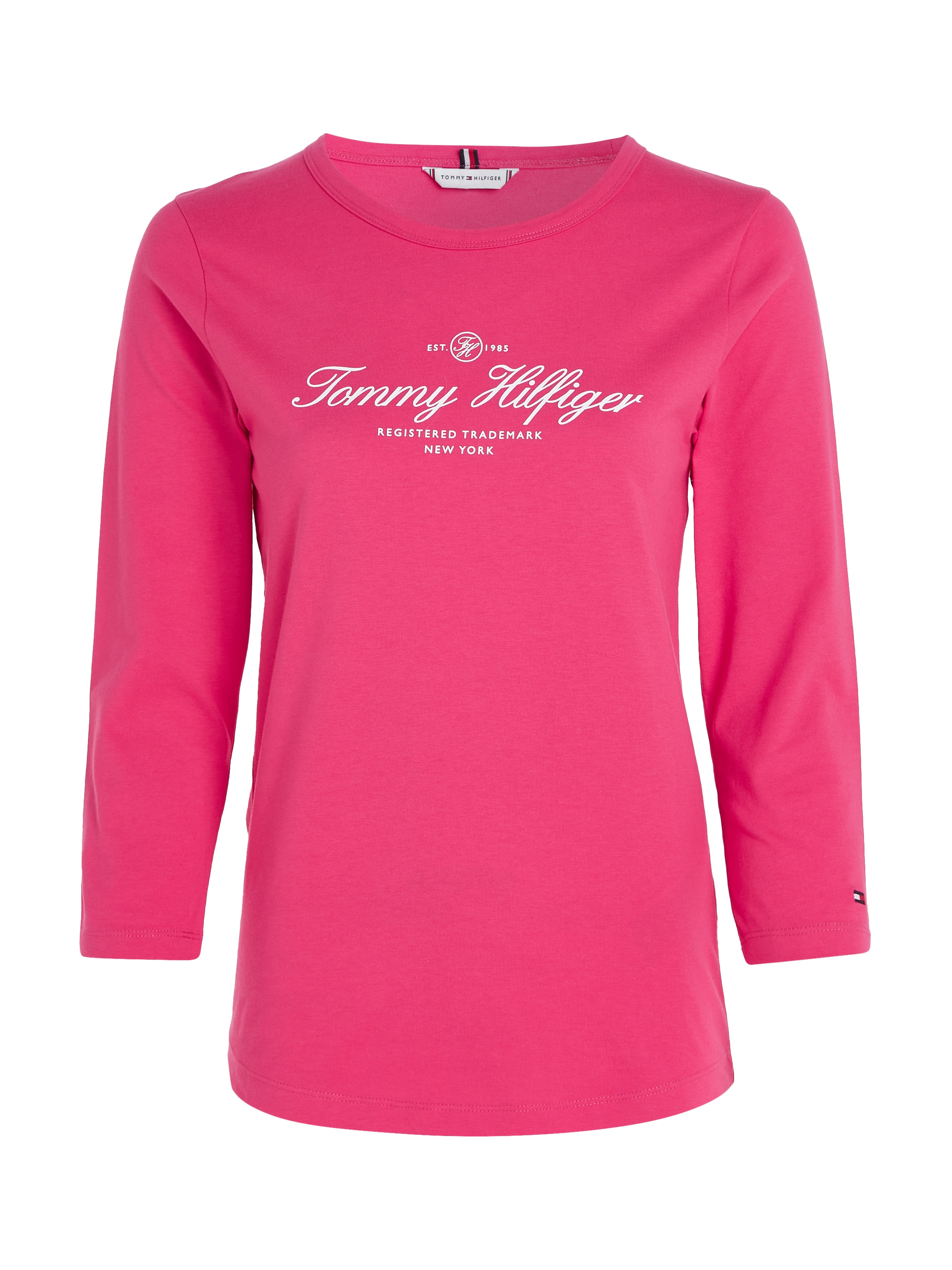 Tommy Hilfiger Langarmshirt »SLIM SIGNATURE OPEN NK 3/4SLV«, mit Tommy Hilfiger Signature Logo-Schriftzug