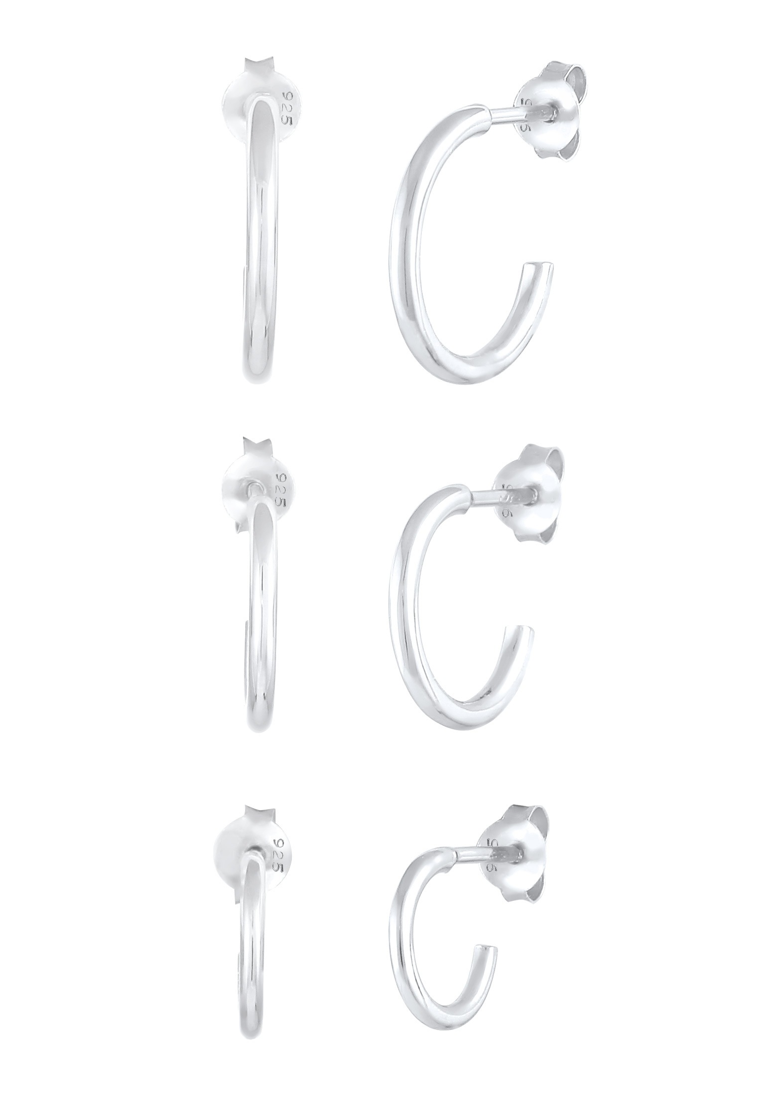 Elli Ohrstecker-Set »Ohrringe Creolen-Set Basic Hoop (6-tlg) 925 Silber«