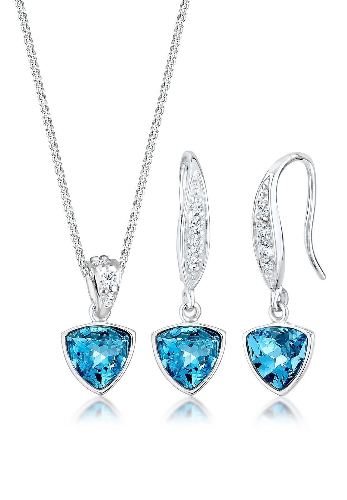 Elli Schmuckset »Geo Aquamarine Kristalle 925 Silber«