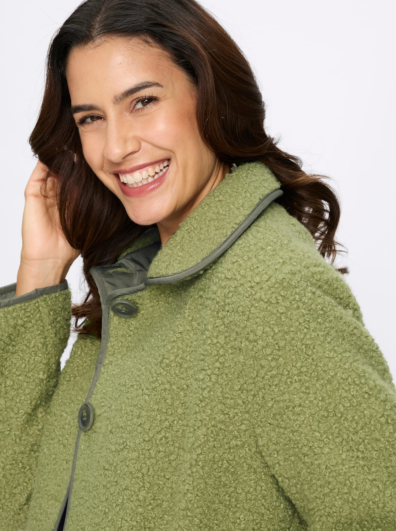 Inspirationen Bouclèjacke ohne Kapuze