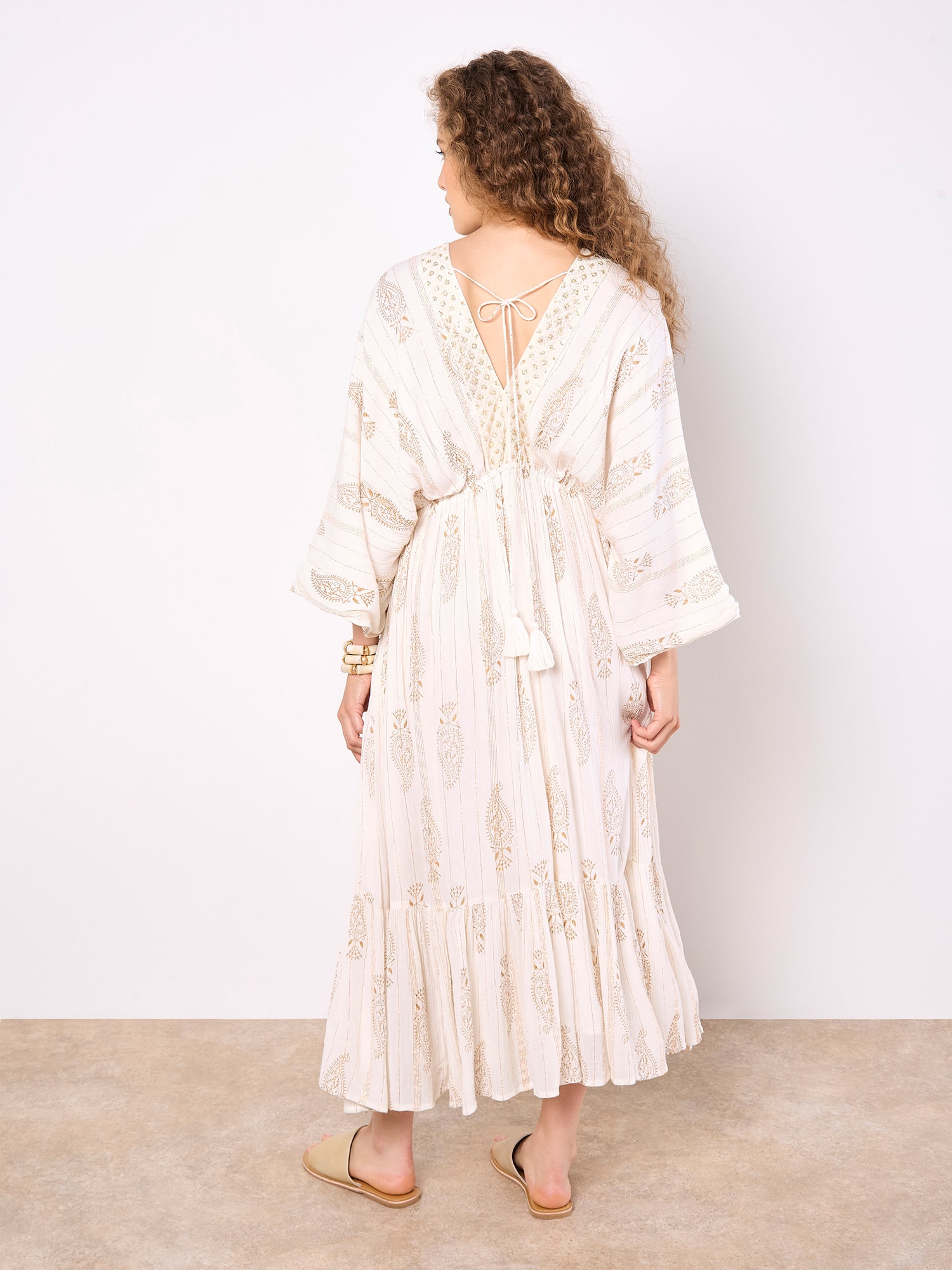 Apricot Druckkleid »Maxikleid« mit Goldschimmer