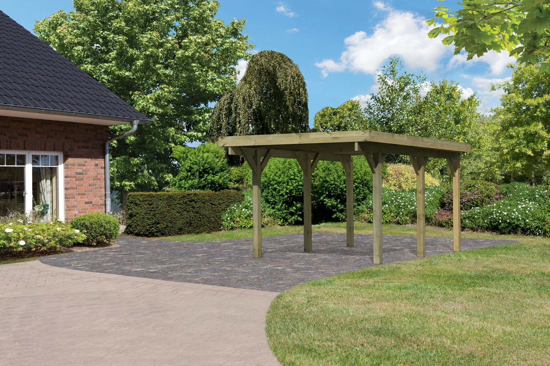 Karibu Einzelcarport »Classic 1« Massivholz 250 cm braun