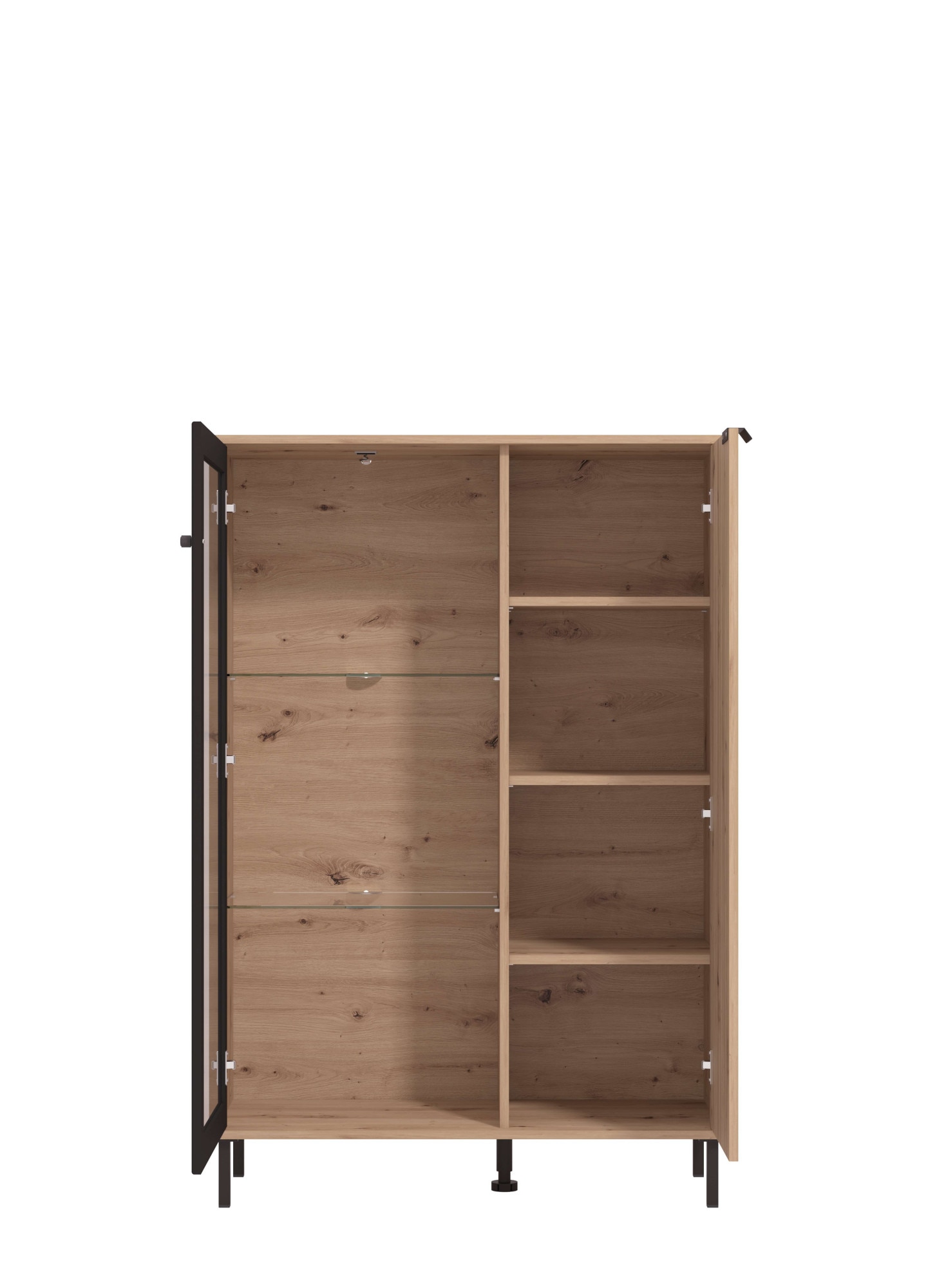 Home affaire Wohnzimmer-Set »Mayenne, inkl. Vitrine H195cm, Highboard H137,5cm, TV-Board, Wandregal«, (Komplett-Set, 4 St.), Es besteht die Möglichkeit, Beleuchtung hinzuzufügen. Breite 304,5 cm