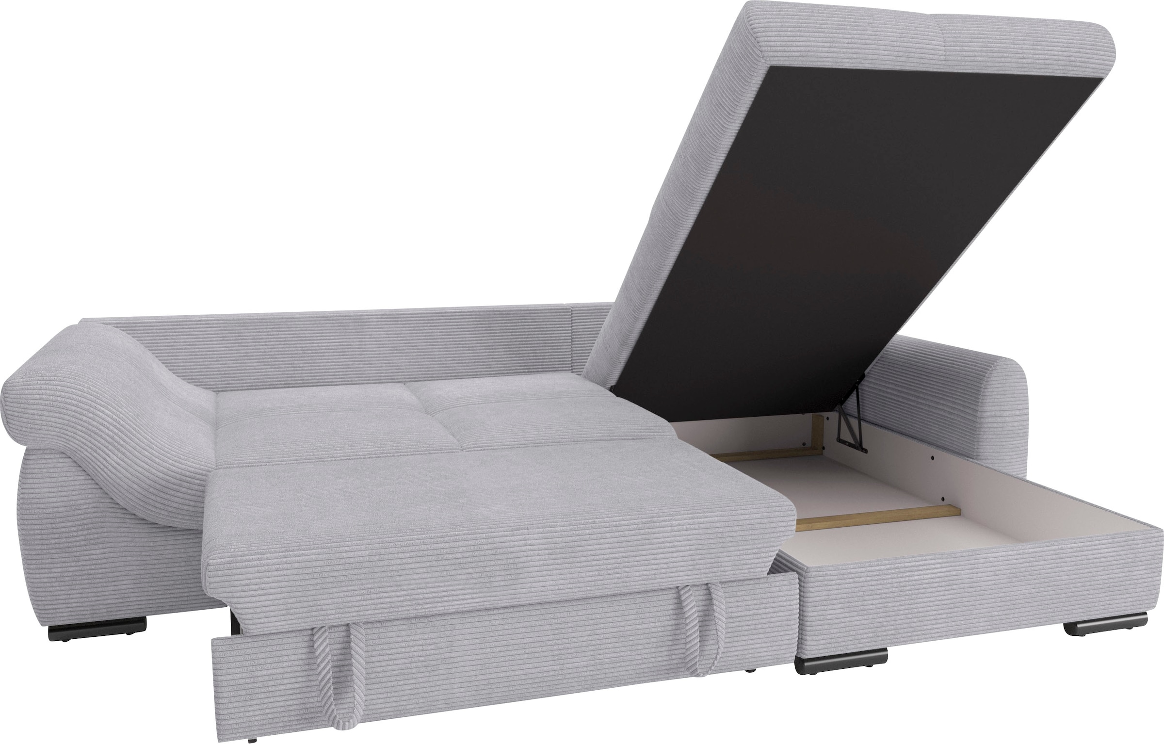 Mr. Couch Ecksofa »Livorno DuraFlex L-Form«, inkl. Hochschläfer-Bettauszug, XL-Bettkasten weiß beschichtet
