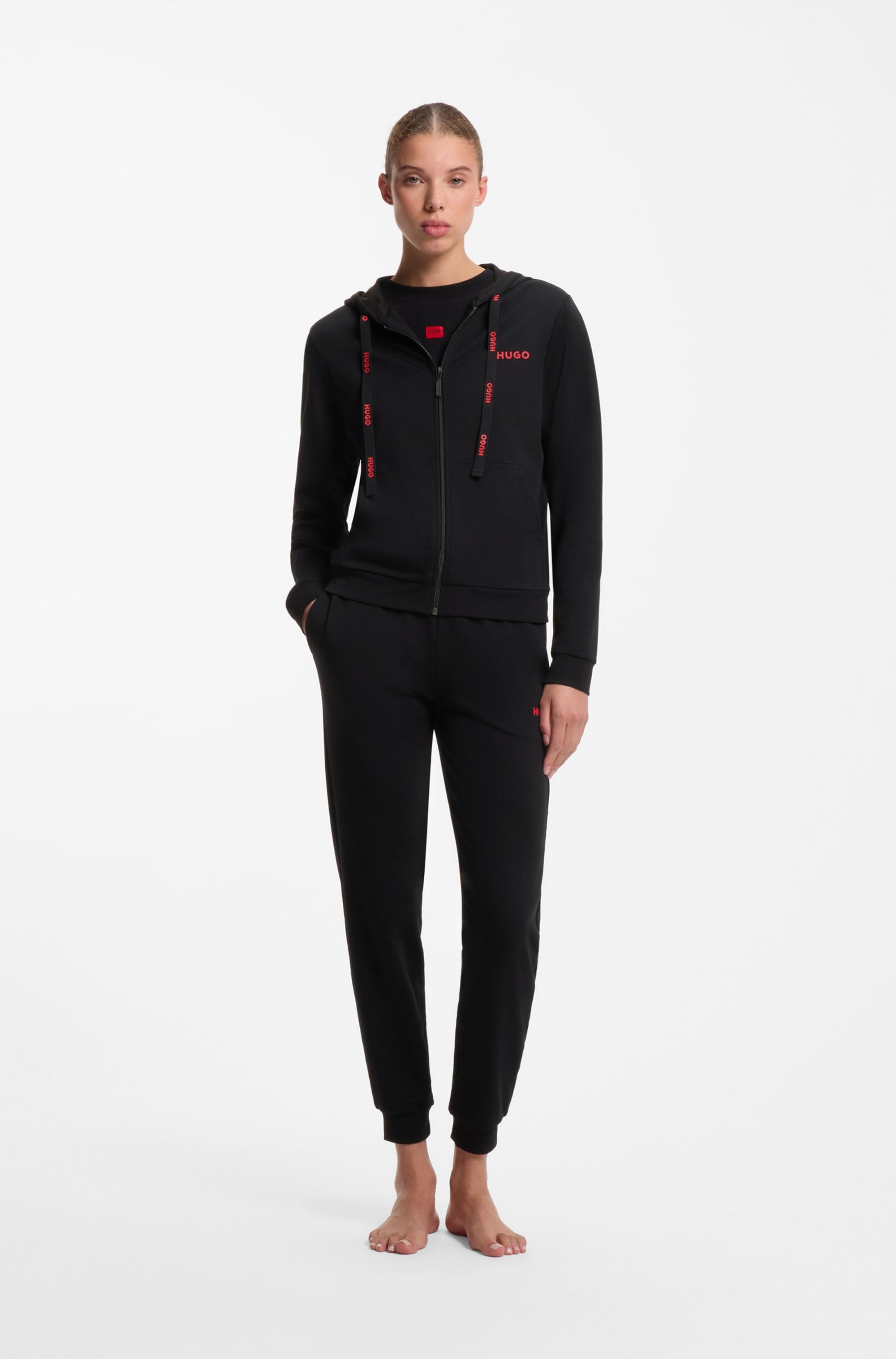 HUGO Underwear Sweatjacke Kapuze, Reißverschluss, gerade geschnitten