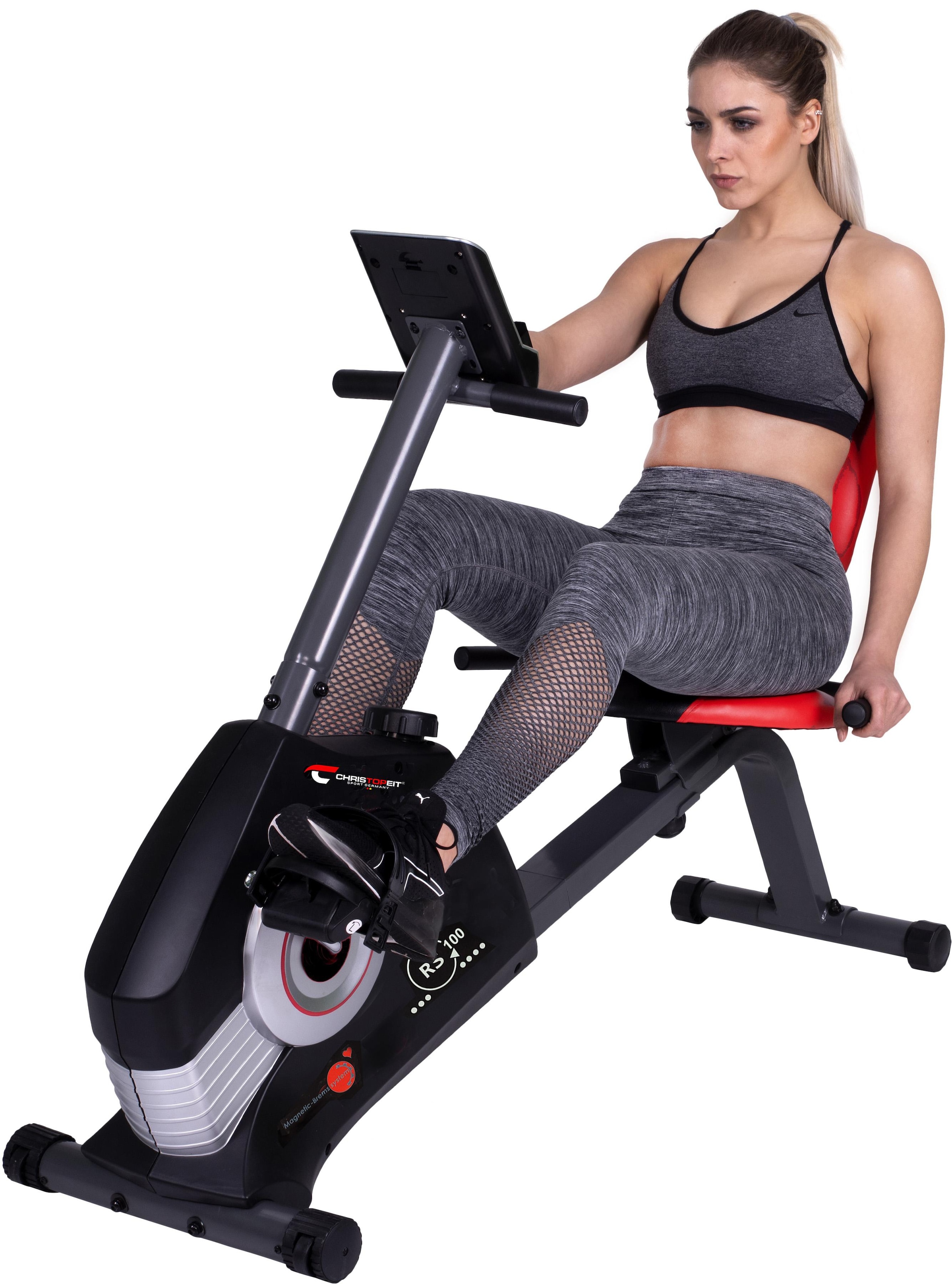 Christopeit Sport® Liege-Heimtrainer »RS 100«, Schwungmasse ca. 6 kg, 8 Widerstandsstufen