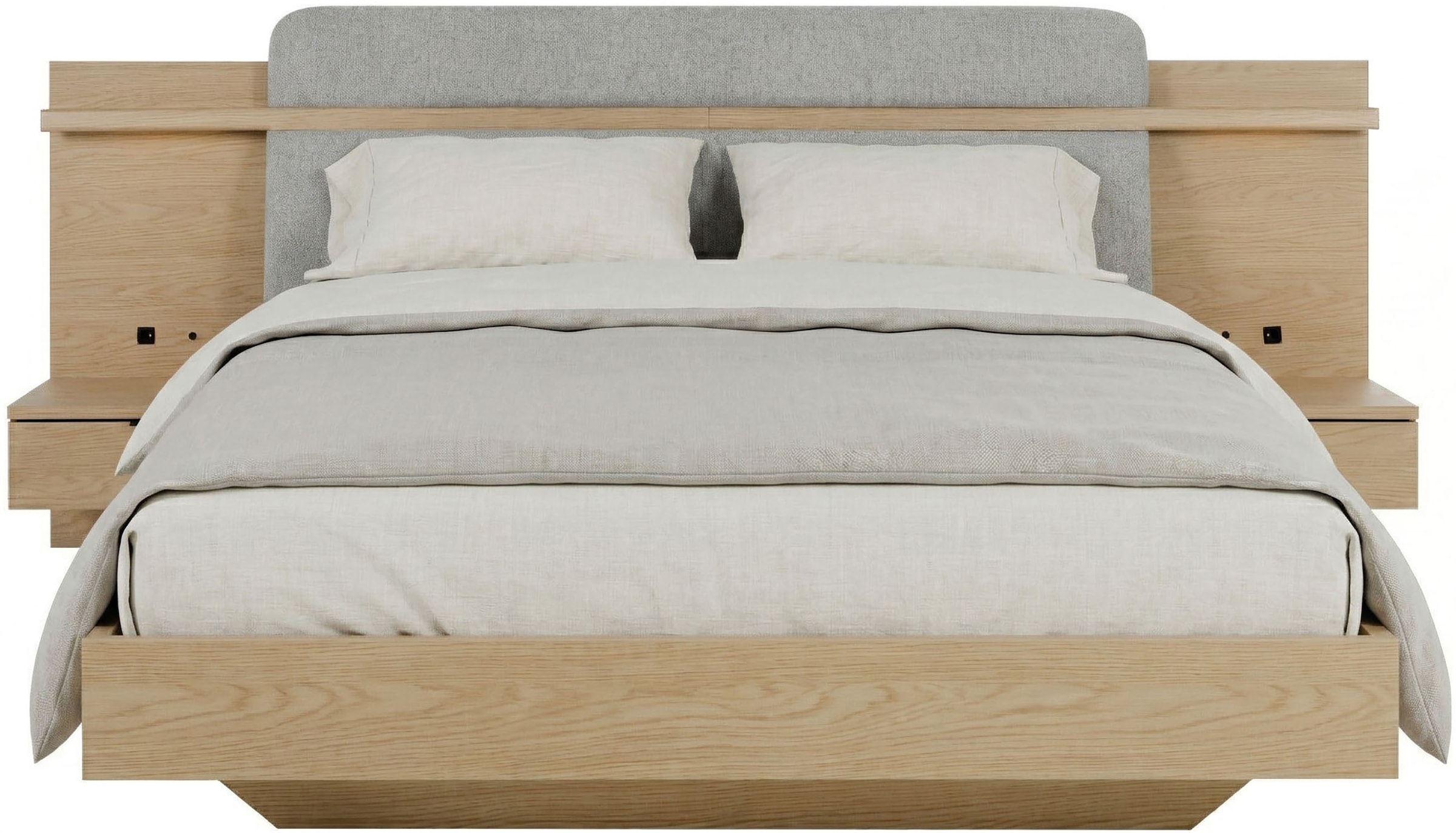 Gami Einzelbett »IZADI« Bett mit Stoff-Kopfteil und 2 Nachttischen