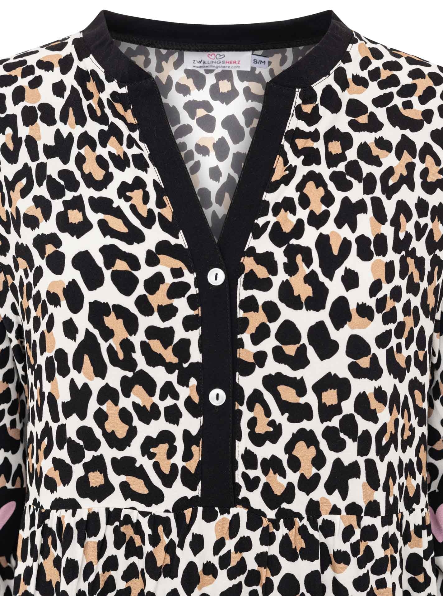 Zwillingsherz Maxikleid »"Classic Leo"« Leomuster, Knopfleiste und 3/4 Arm