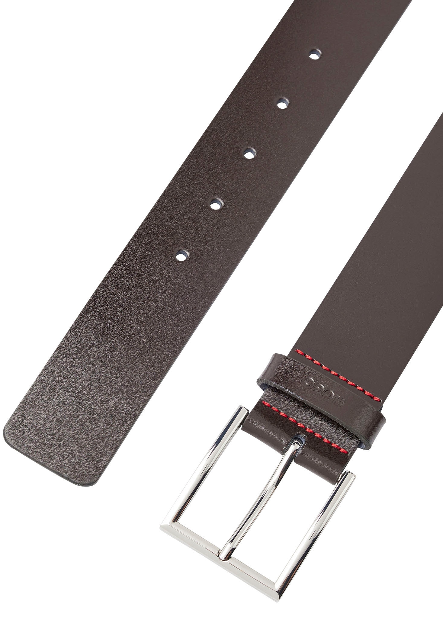 HUGO Ledergürtel »Giaspo«, auf roter Logo-Prägung OTTO der bestellen Schlaufe online mit bei und Naht