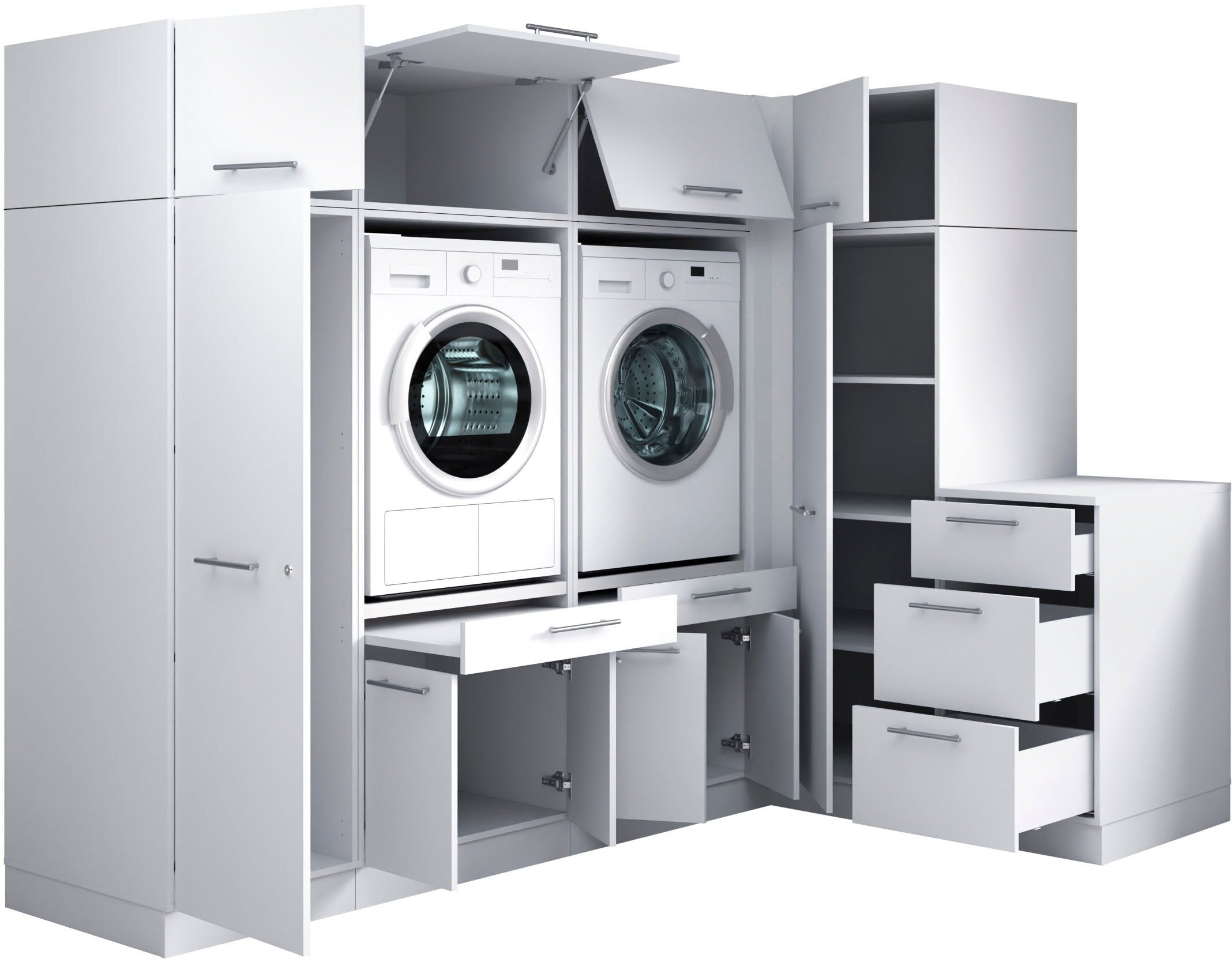 Laundreezy Mehrzweckschrank-Set »Laundreezy, 9-tlg. Mehrzweckschrank-Set B/H/T 253/200/68 cm« 9 Stk. tlg.