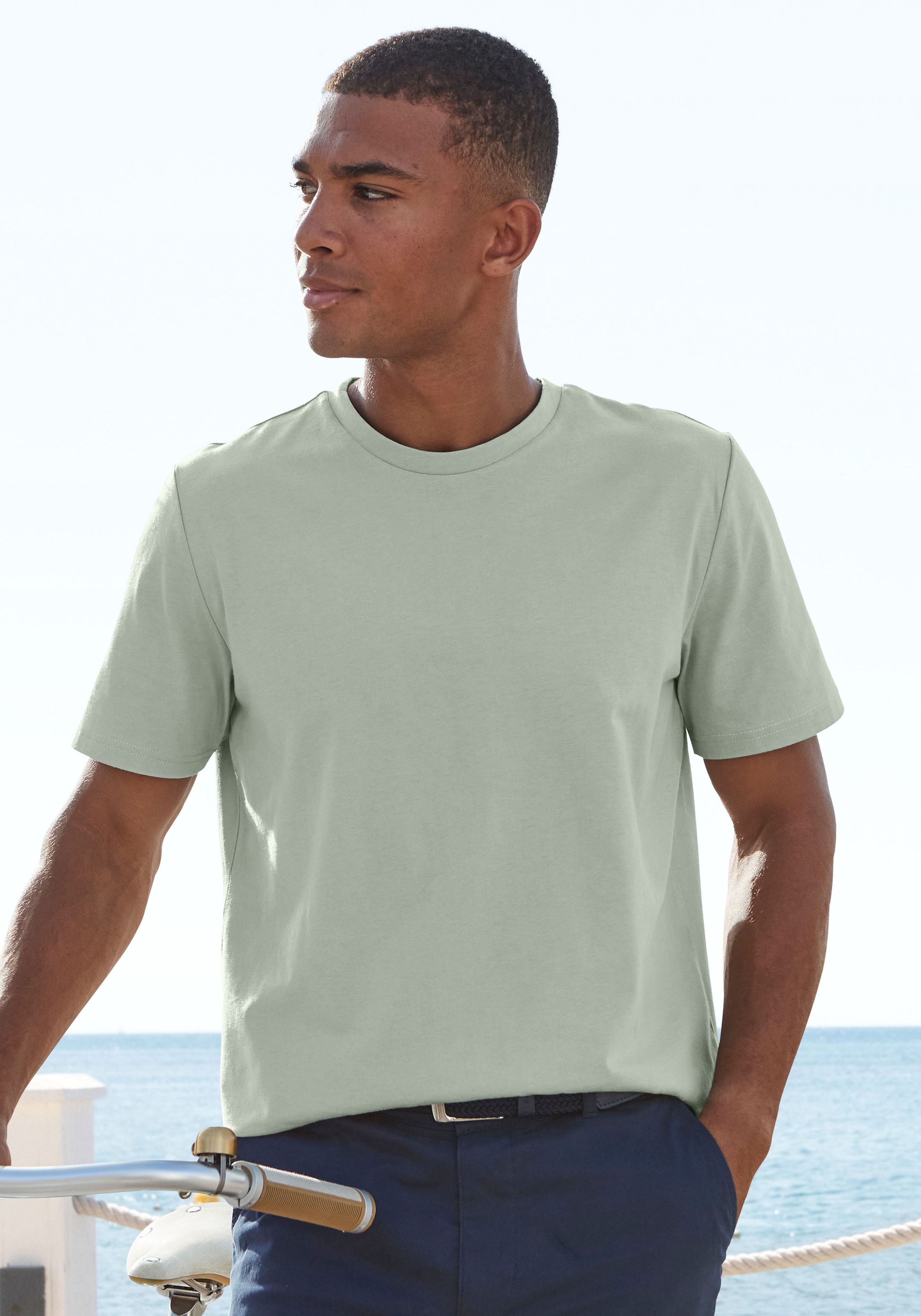 und bestellen Beachtime online 2 bei mit (Packung, unifarben T-Shirt, OTTO tlg.), Frontdruck