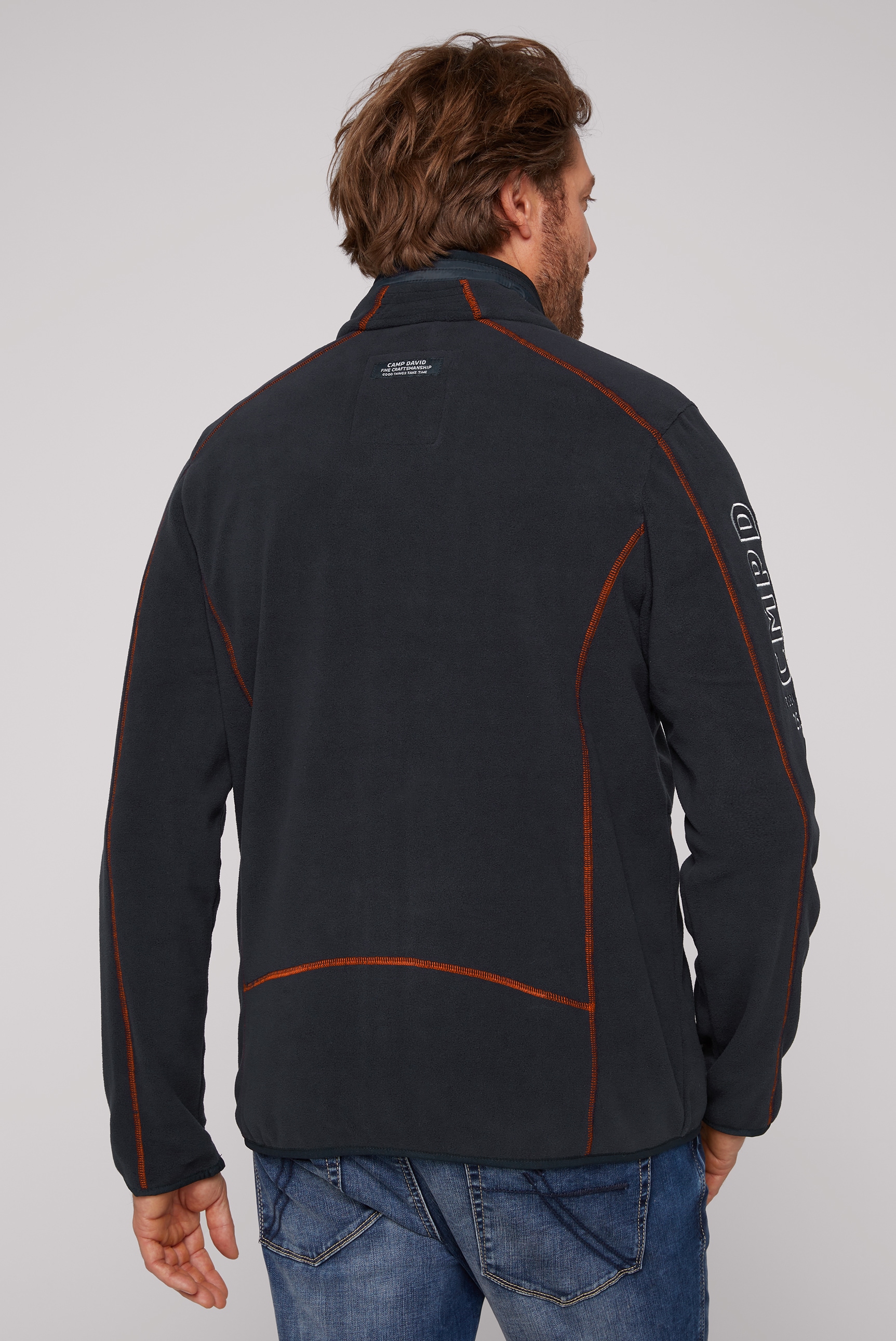 CAMP DAVID Fleecepullover, mit Logostickereien