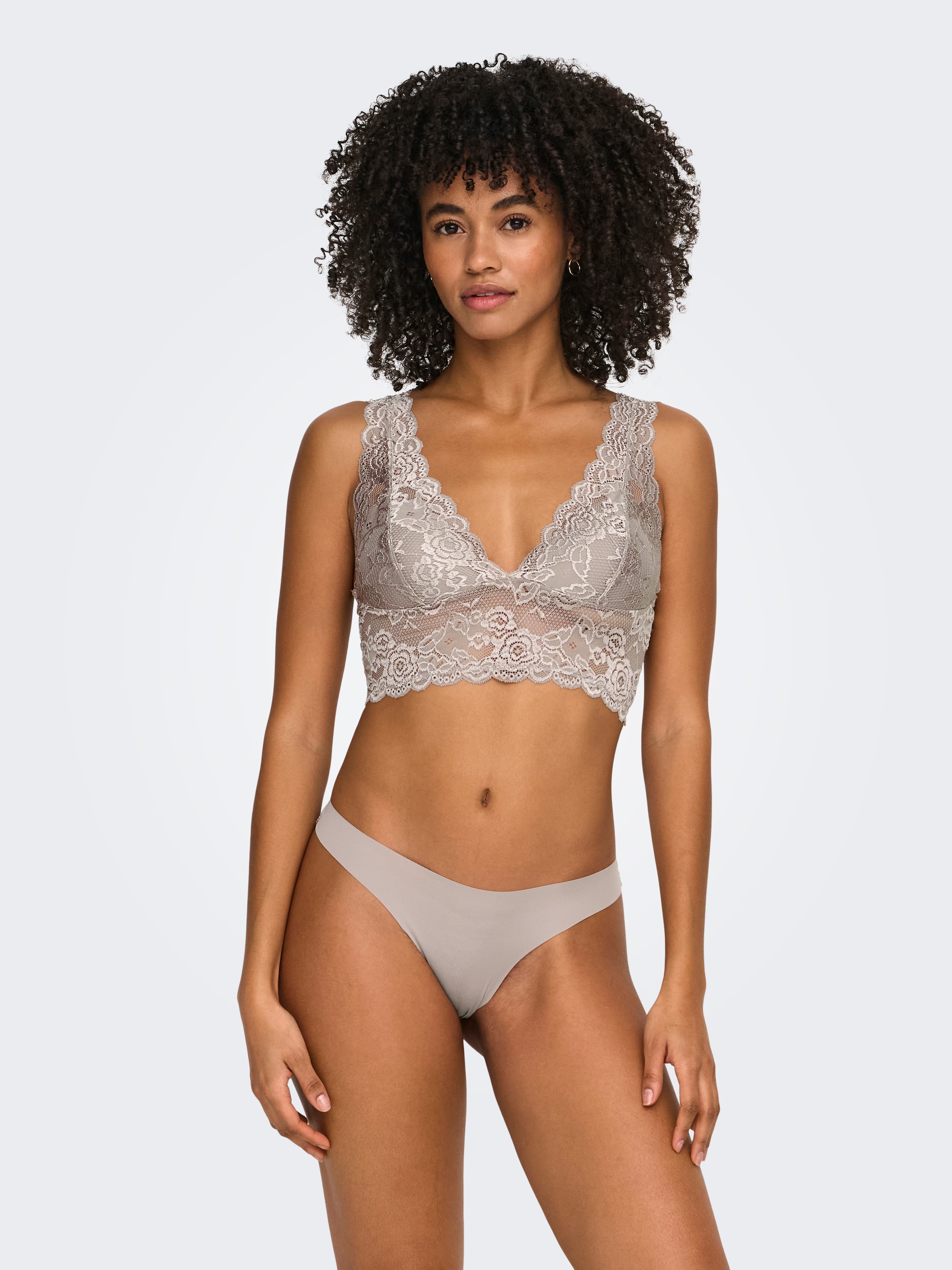 ONLY Spitzentop »ONLCHLOE – Spitzen-Bra mit gepolsterten Cups und Stretch« regular fit, feminin, Spitze, Kunstfaser, V-Ausschnitt