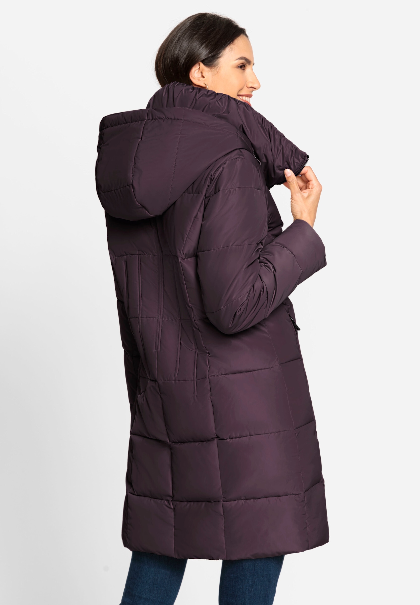 Witt Steppjacke »Steppmantel Steppmantel mit Raffung am Stehkragen« Abnehmbare Kapuze