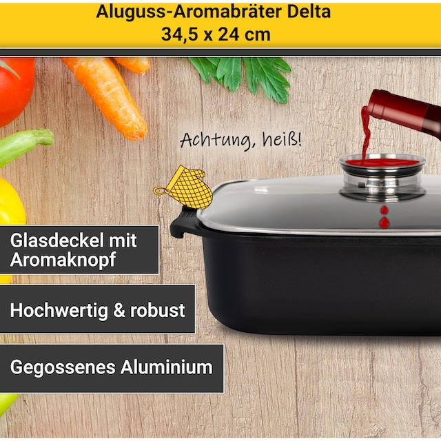 Krüger Bräter »Delta«, Aluminiumguss, (1 tlg.), Glasdeckel mit Aromaknopf,  Induktion bestellen online bei OTTO