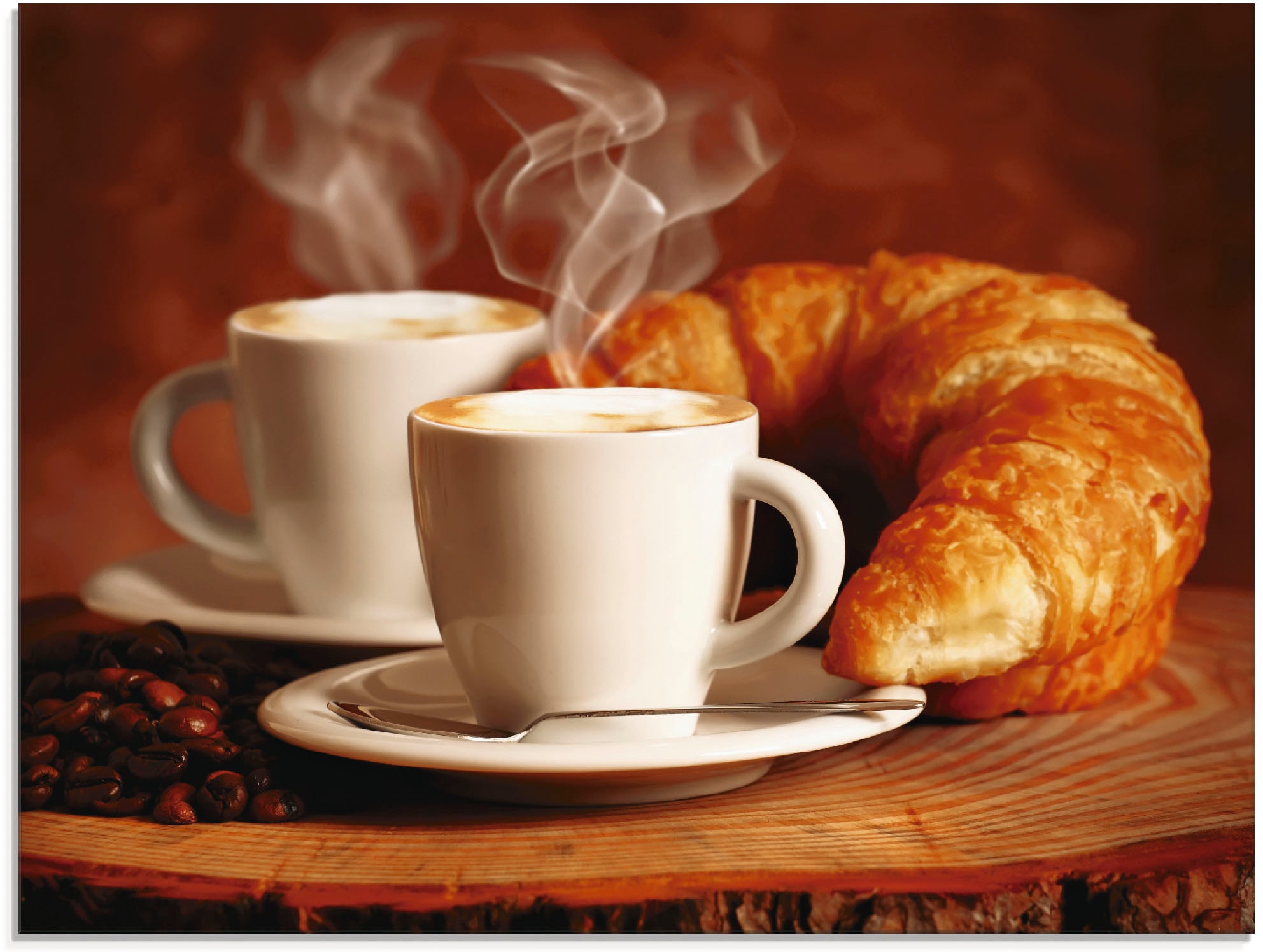 »Dampfender Glasbild St.), Croissant«, in Cappuccino Artland online verschiedenen Getränke, bestellen Größen (1 bei und OTTO