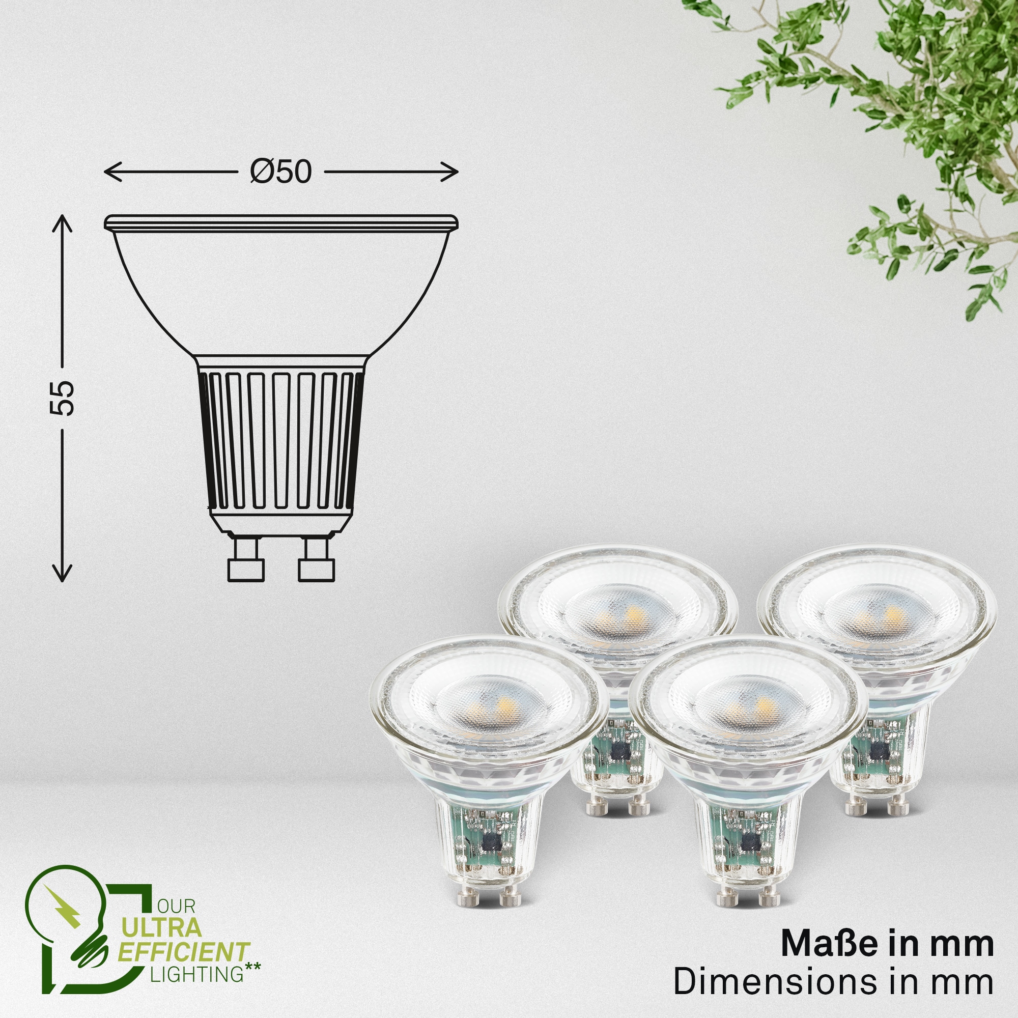 Briloner Leuchten LED-Leuchtmittel »BULB A« GU10 4 Stk. Warmweiß GU10, 3.000K, Wohnzimmer, Schlafzimmer
