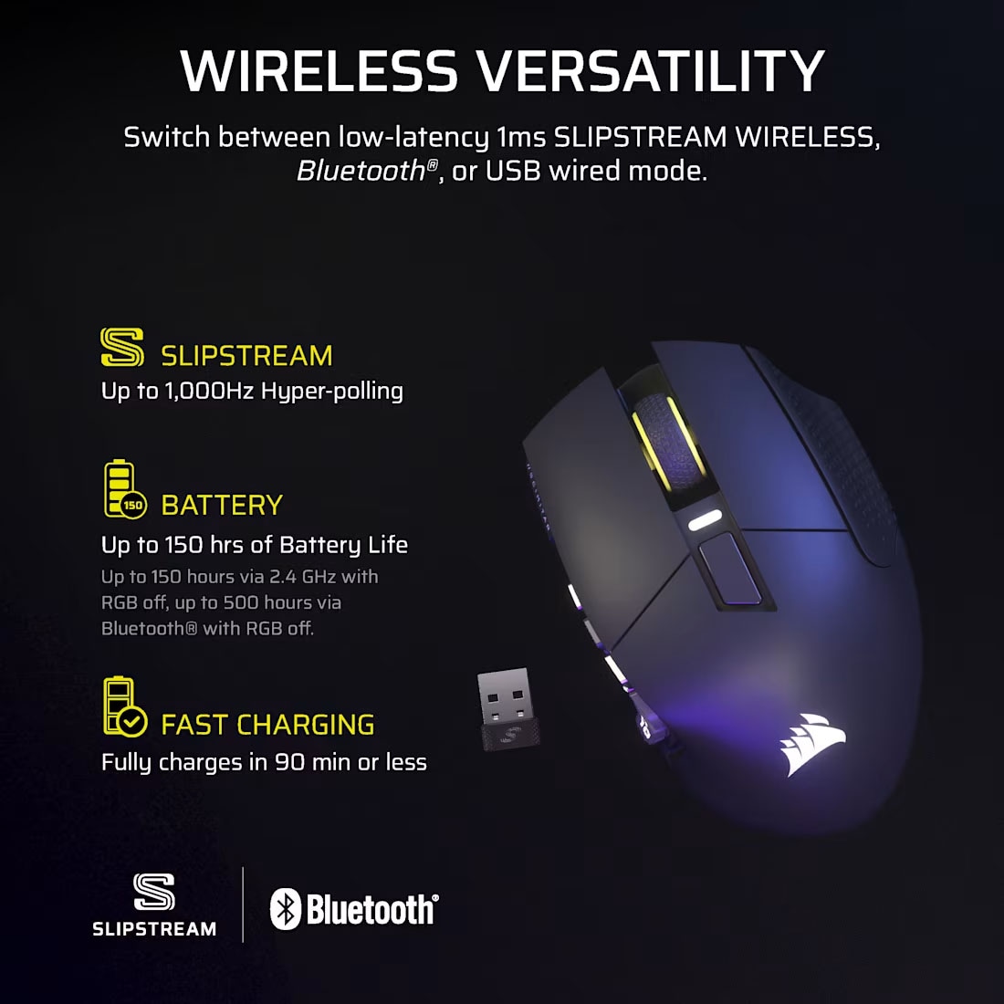 Corsair Gaming-Maus »Scimitar Elite Wireless SE MMO« RF kabellos + Bluetooth | USB