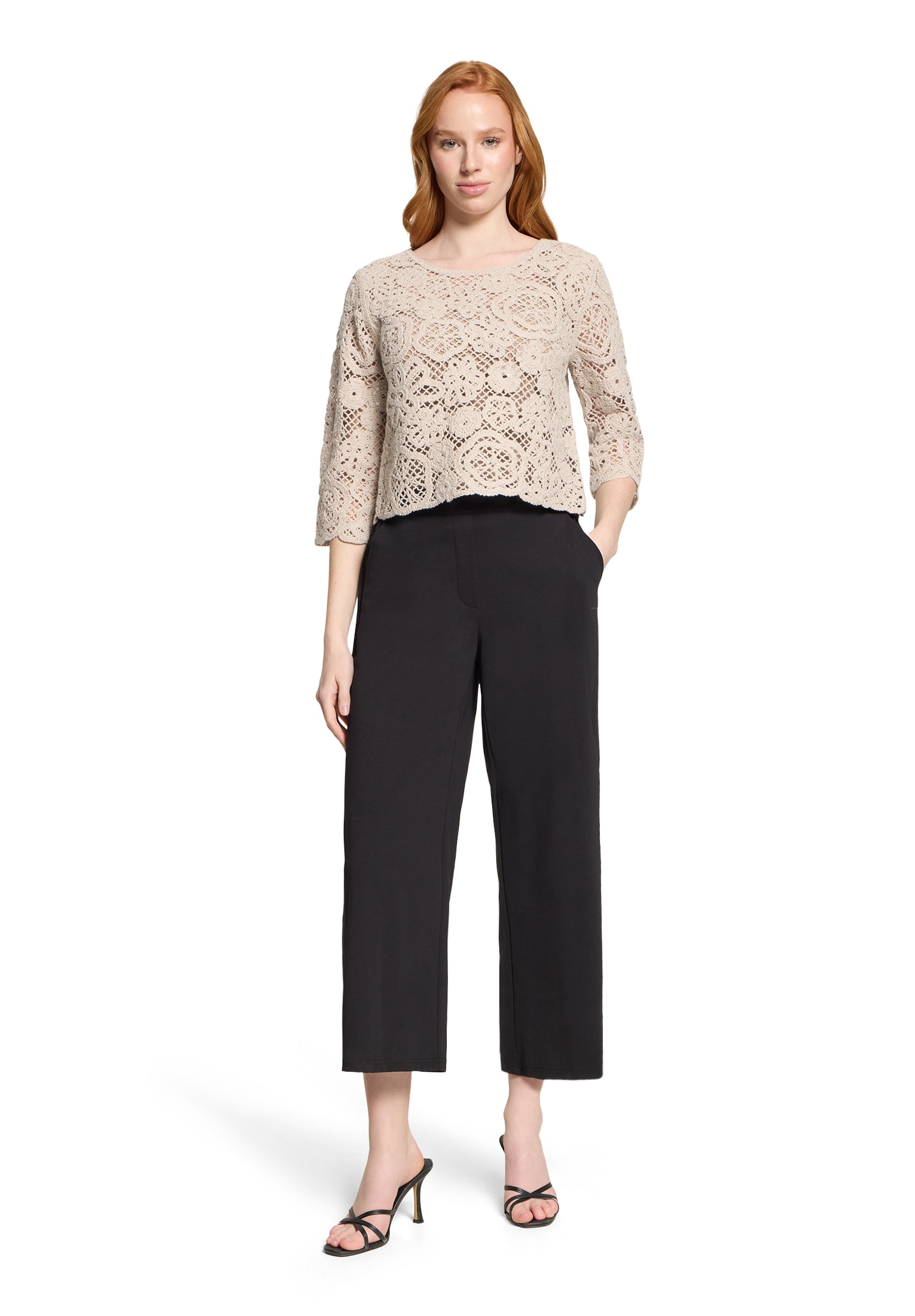 Betty Barclay Rundhalspullover »Lochstrick-Pullover mit U-Boot-Ausschnitt«