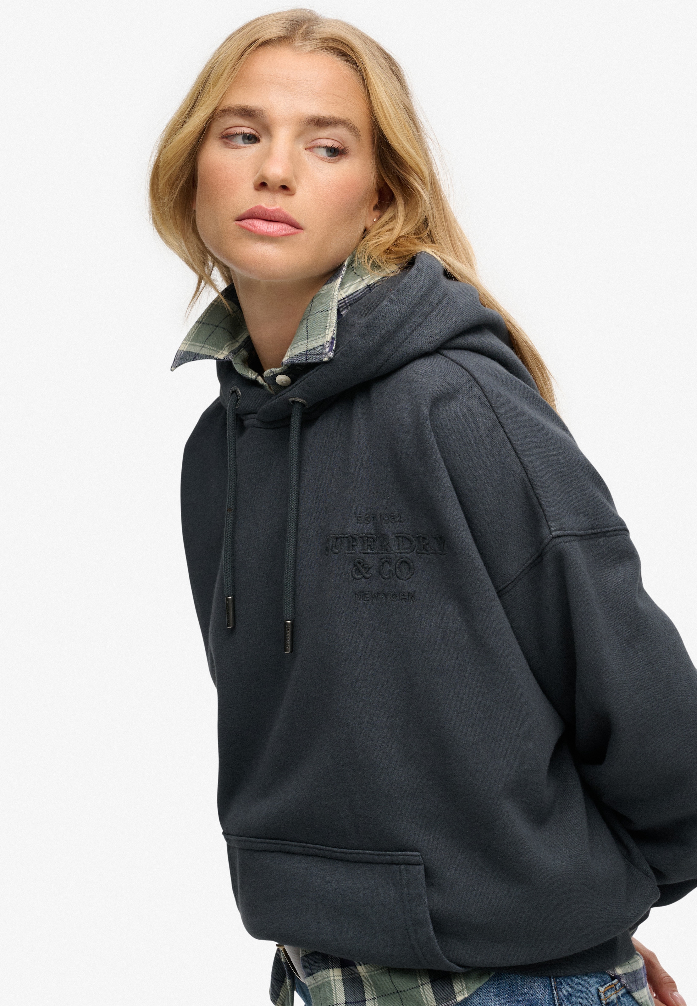 Superdry Kapuzensweatshirt »Luxe Casual Emb Relaxed Hood«, Baumwolle, oversize
