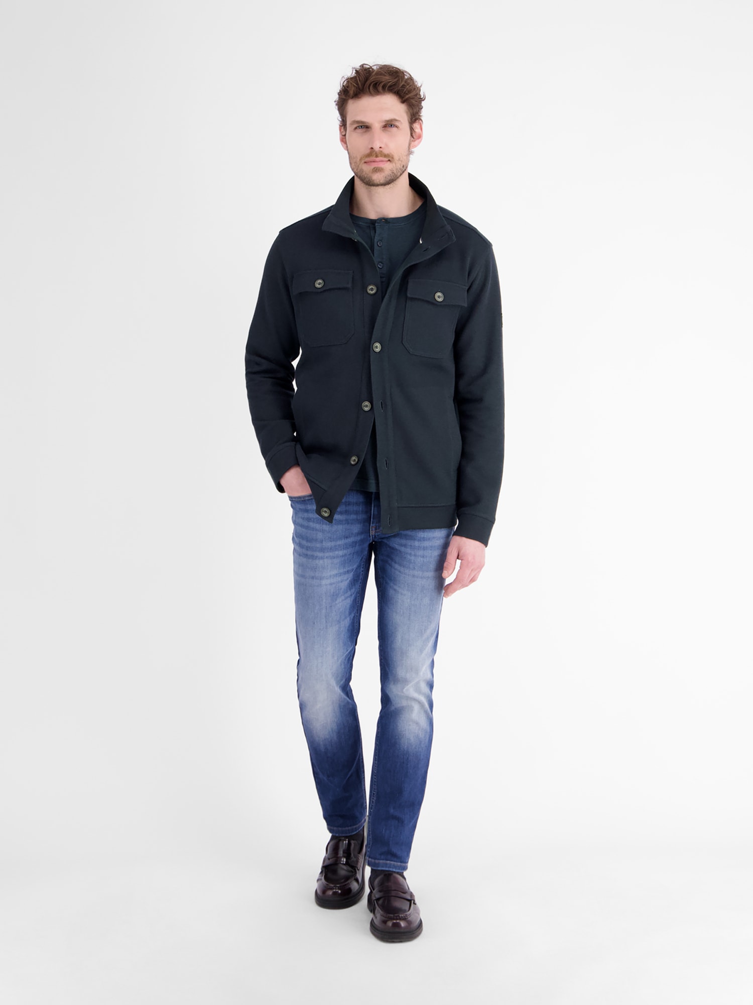 LERROS Sweatjacke »Maskulines Overshirt aus bequemem Baumwollmischgewebe«