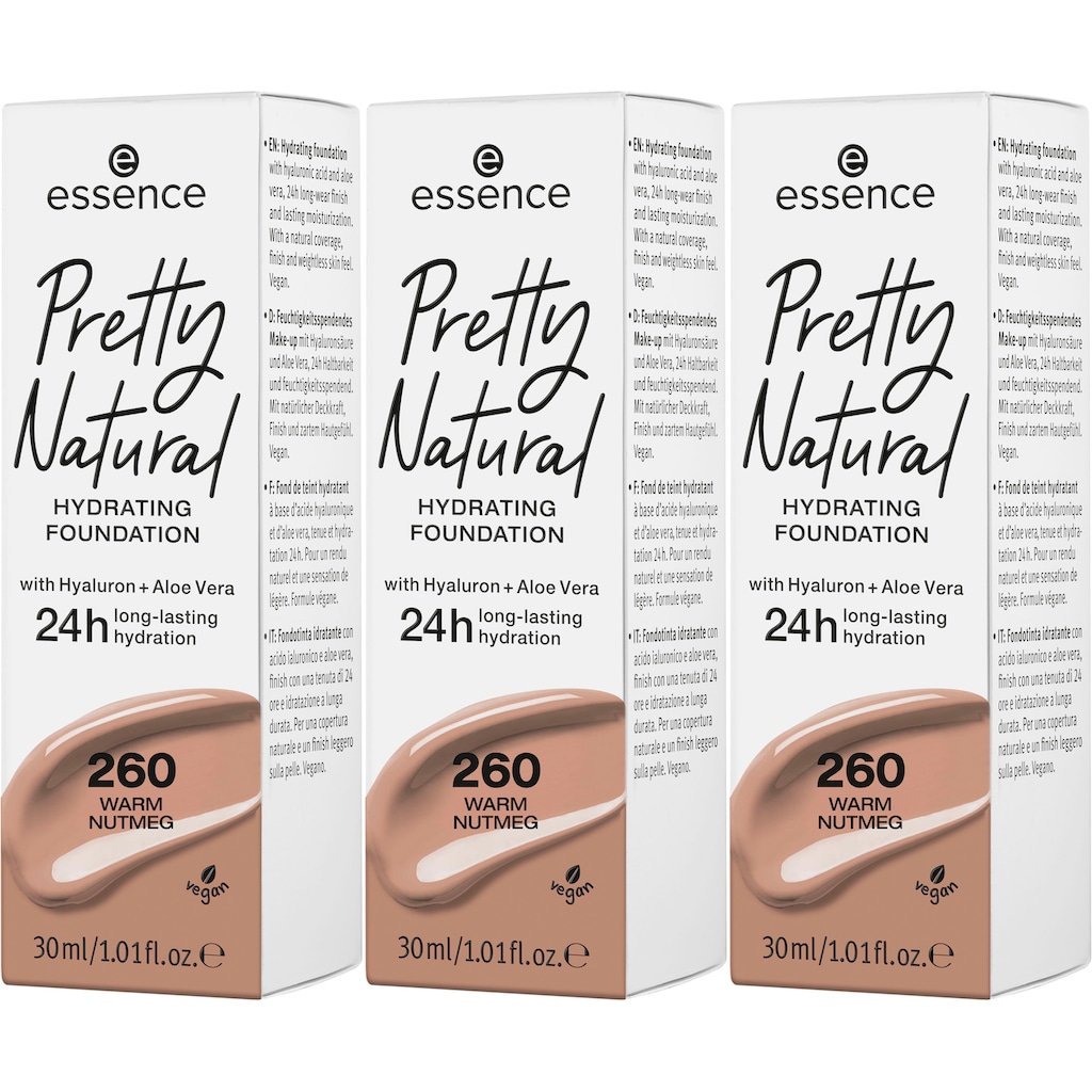 Essence Foundation »Pretty Natural HYDRATING«, (Set, 3 tlg.)