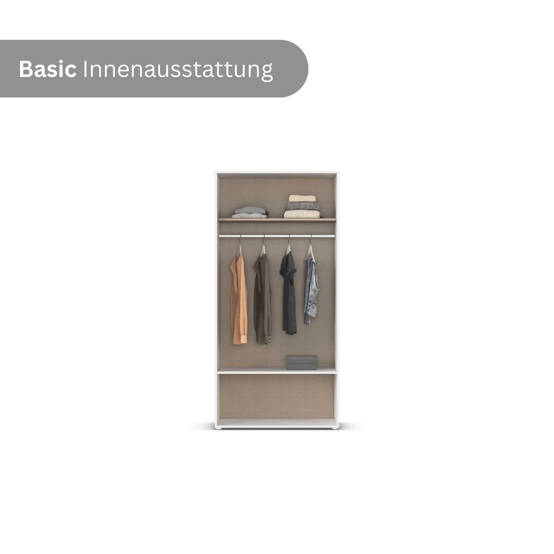 rauch Drehtürenschrank »Kleiderschrank Schrank Garderobe Wäscheschrank VOYAGER« in 3 verschiedenen Ausstattungen BASIC/CLASSIC/PREMIUM,  mit modernen Griffen in Graumetallic, inkl. Schubkästen und Spiegel