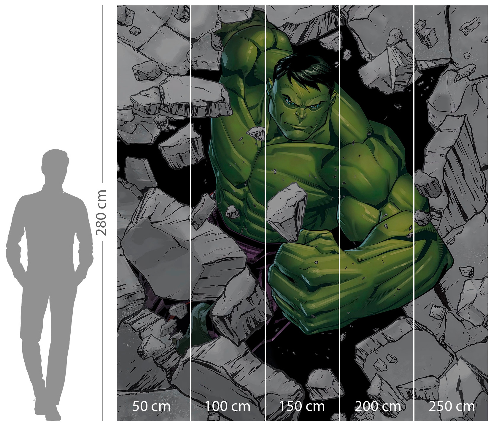 Komar Vliestapete »Digitaldruck Vlies - Hulk Breaker - Größe 250 x 280 cm«, bedruckt, Kinderzimmer