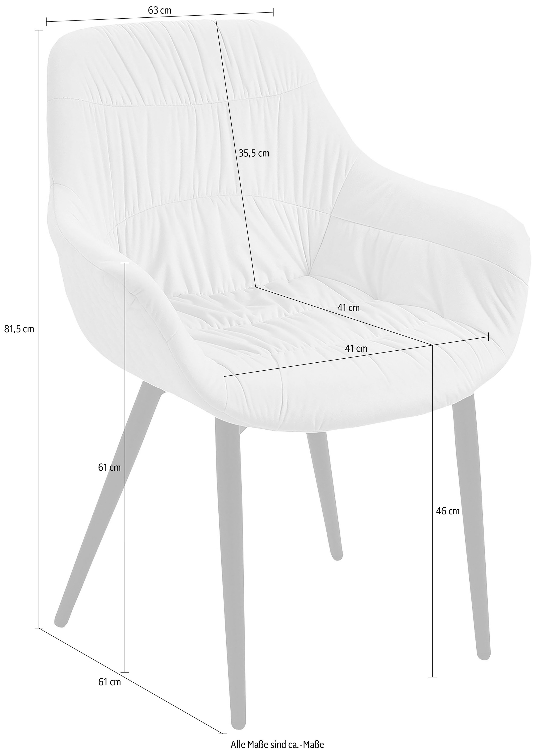 SalesFever Armlehnstuhl »Stilvoller Esszimmerstuhl für Komfort«, Samt-Polyester, Esszimmerstuhl, Wabensteppung aussen, Quersteppung innen, Metallfüße