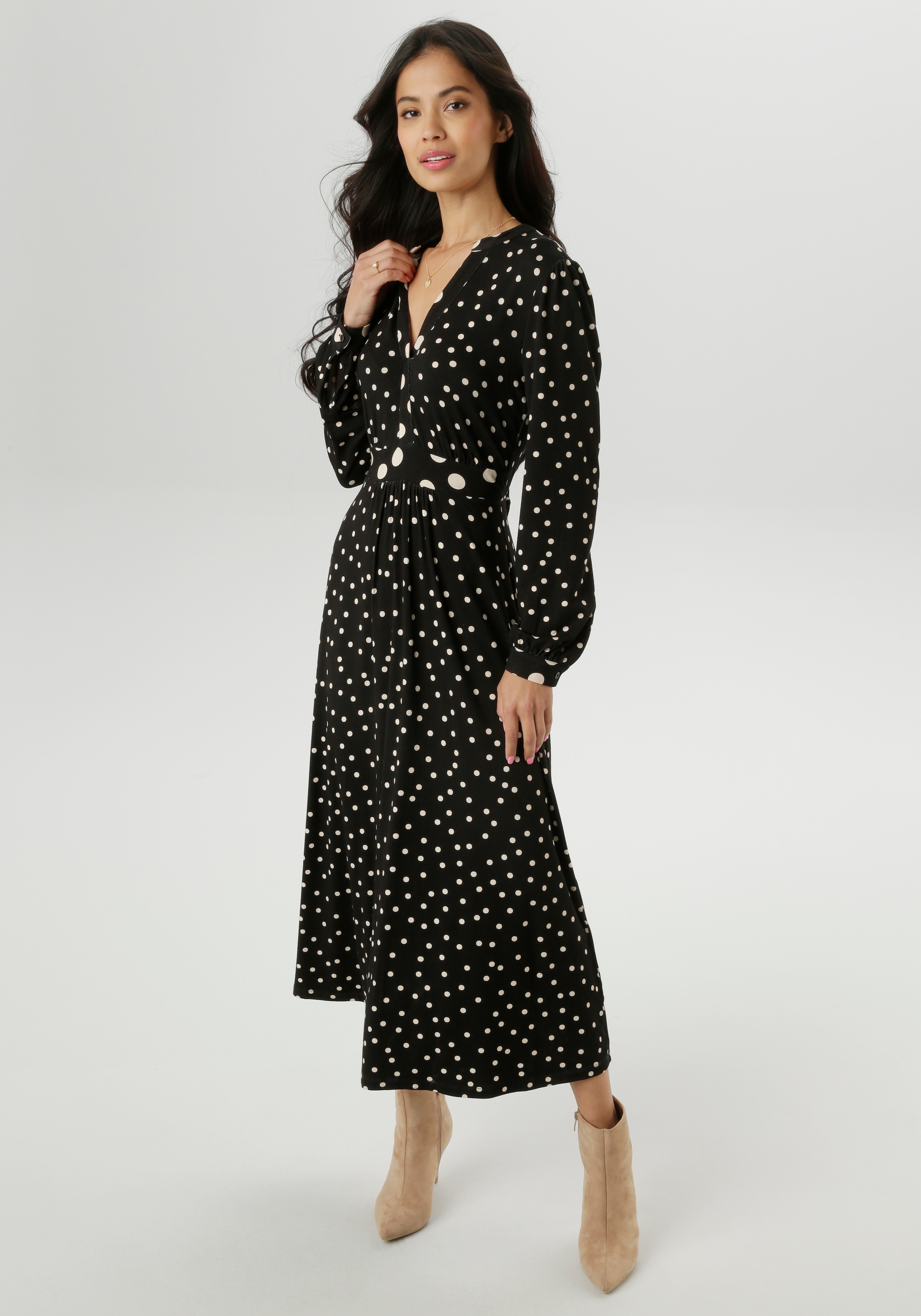 Aniston SELECTED Midikleid, mit raffiniertem Tupfendruck - NEUE KOLLEKTION