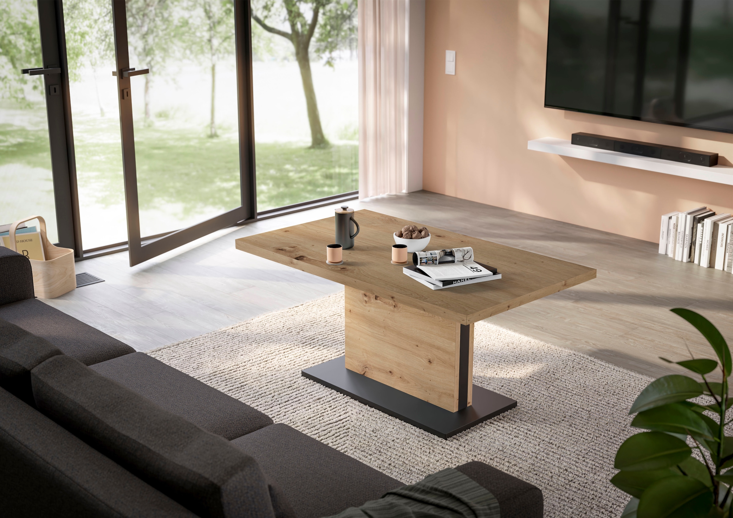 Mäusbacher Couchtisch »Lift Couchtisch« höhenverstellbar von 49-68 cm, Breite 120 cm, Metallgestell