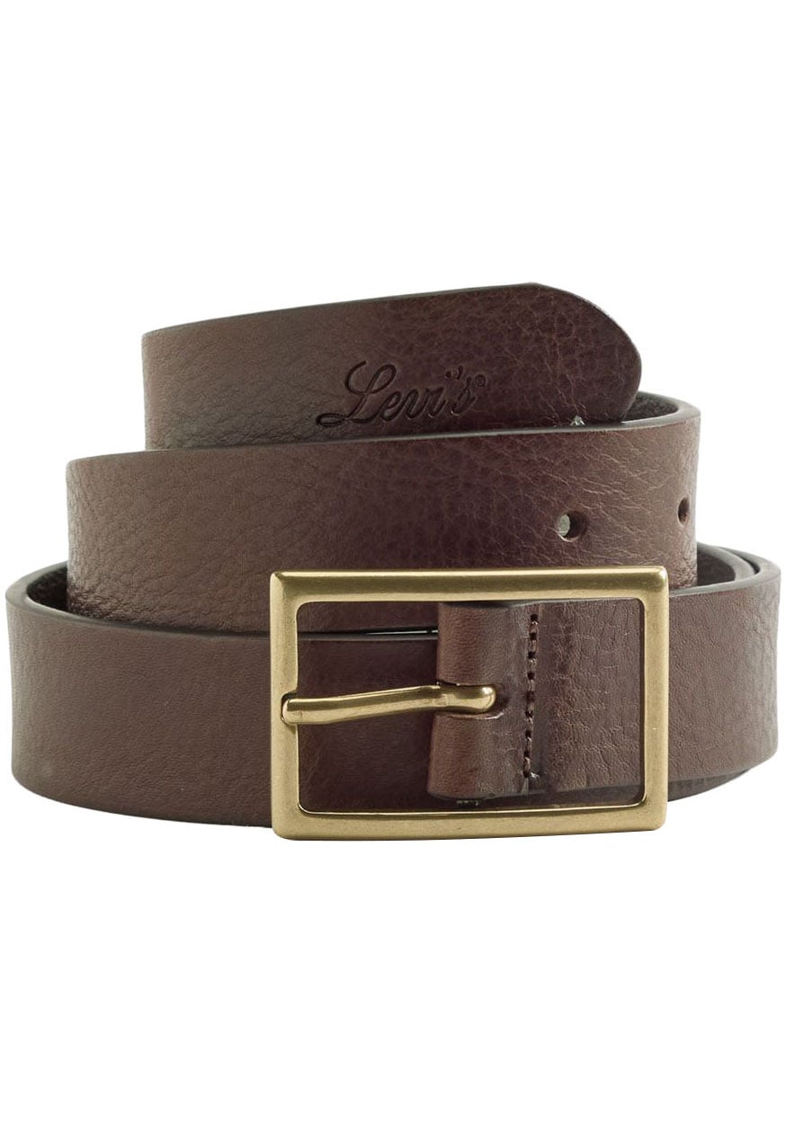 Levi's® Ledergürtel »RECTANGLE BELT« mit goldfarbener Schließe und Logoprägung