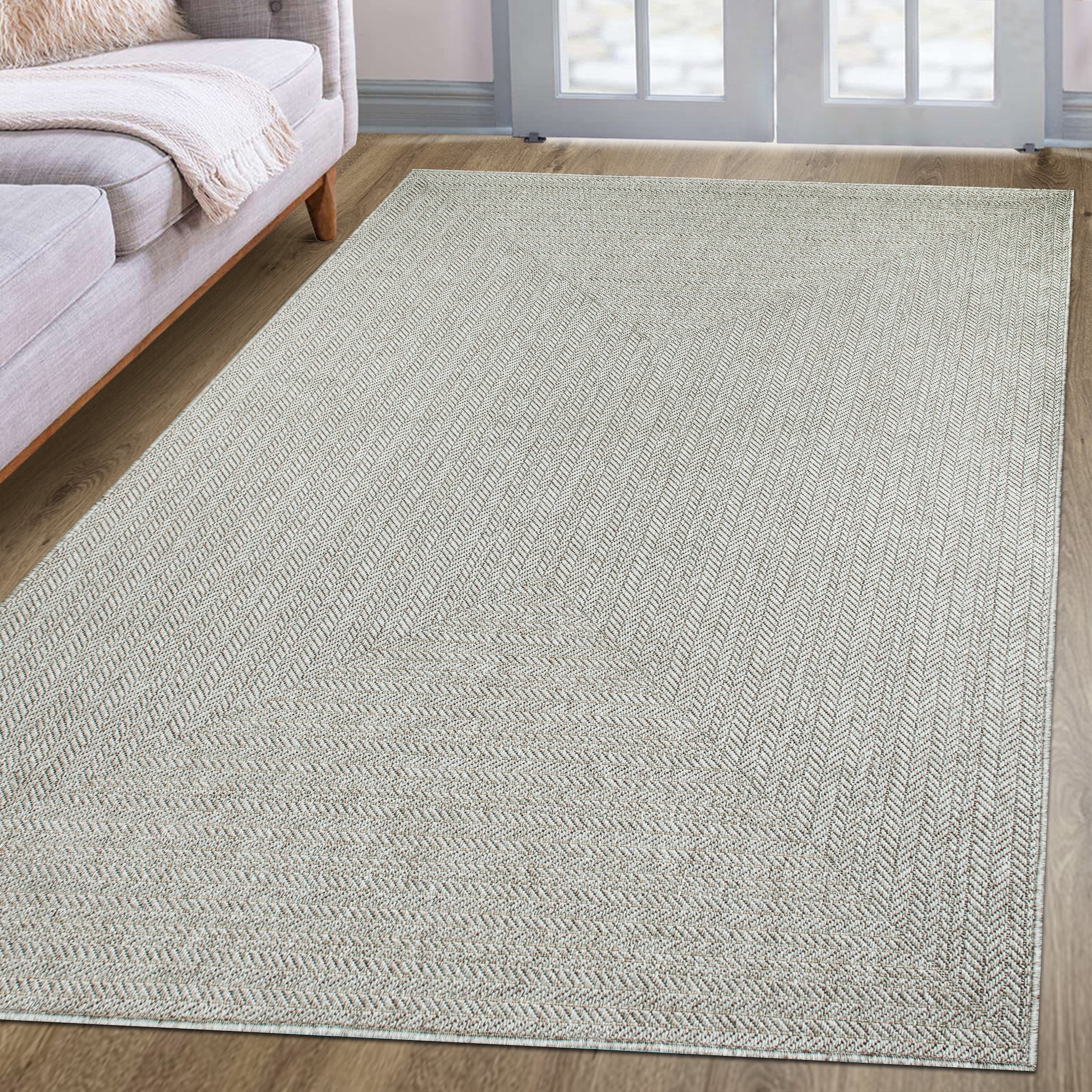 OTTO home Teppich »Aliv, Fischgräten-Design auch für Balkon und Terrasse« rechteckig 3 mm Höhe In- und Outdoor geeignet, Wetterfest & UV-beständig